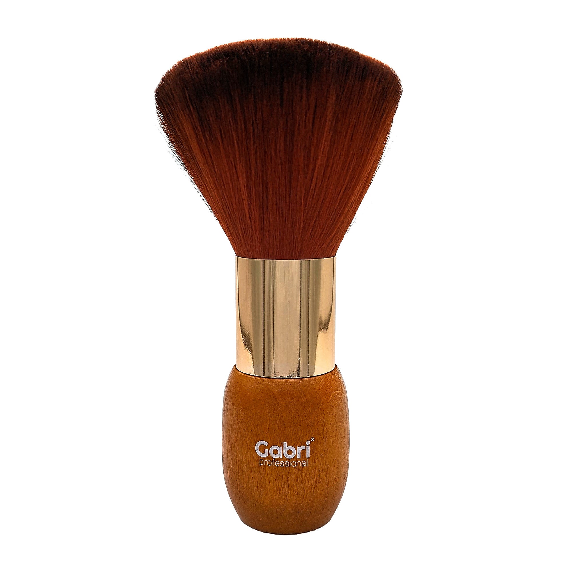 Gabri - Neck Duster Brush Gold Metal Round Lux Wood Handle 16cm