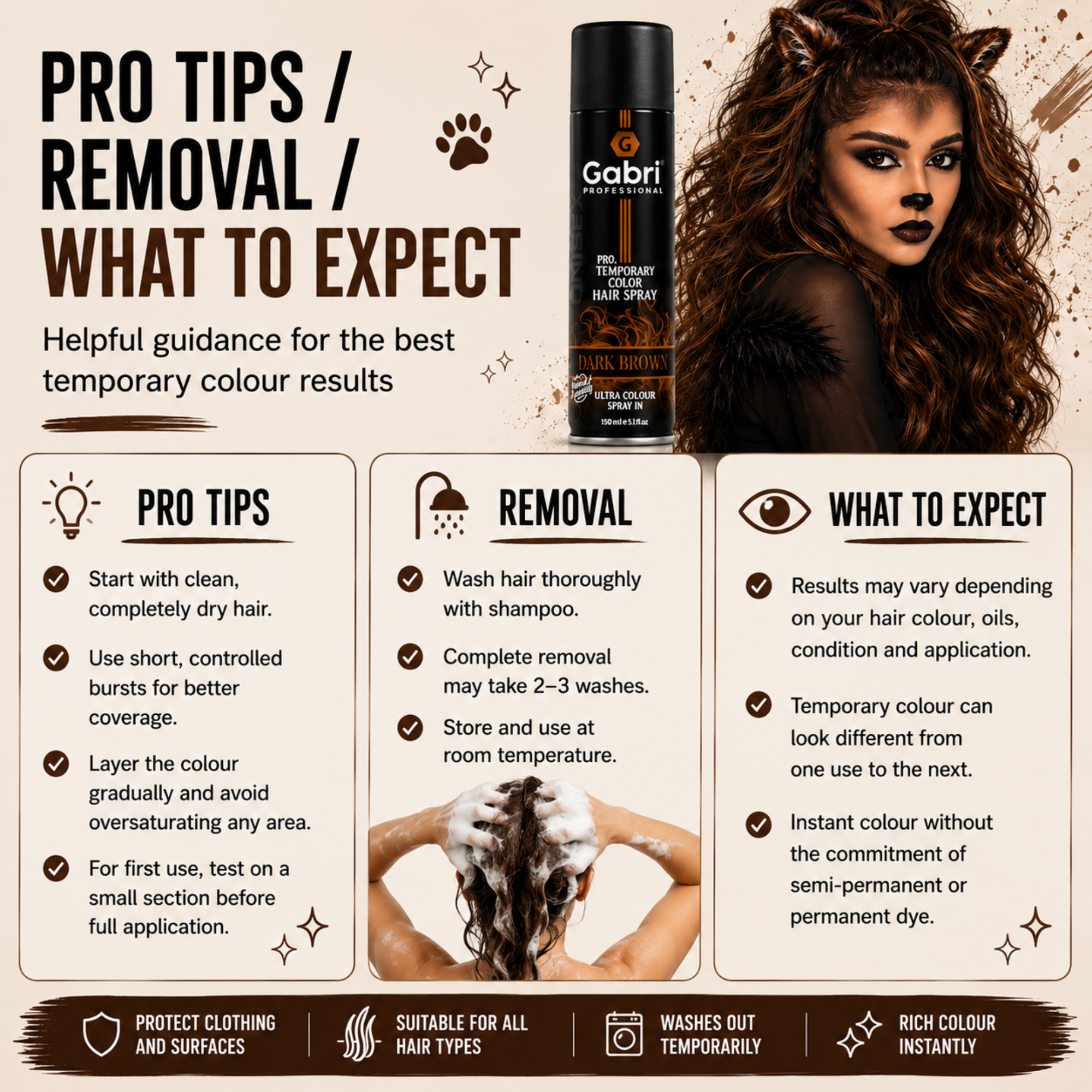 Gabri Professional - Pro Temporary Hair Colour Shimmer Spray Dark Brown 150ml