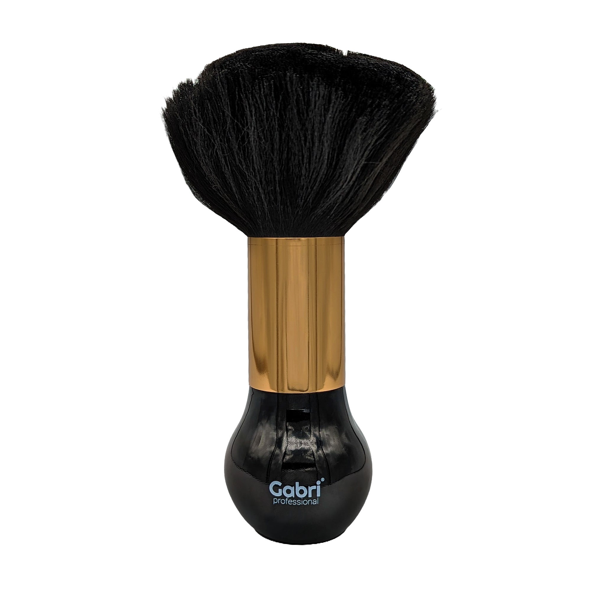 Gabri - Neck Duster Brush Gold Metal Round Black Bristles 19cm