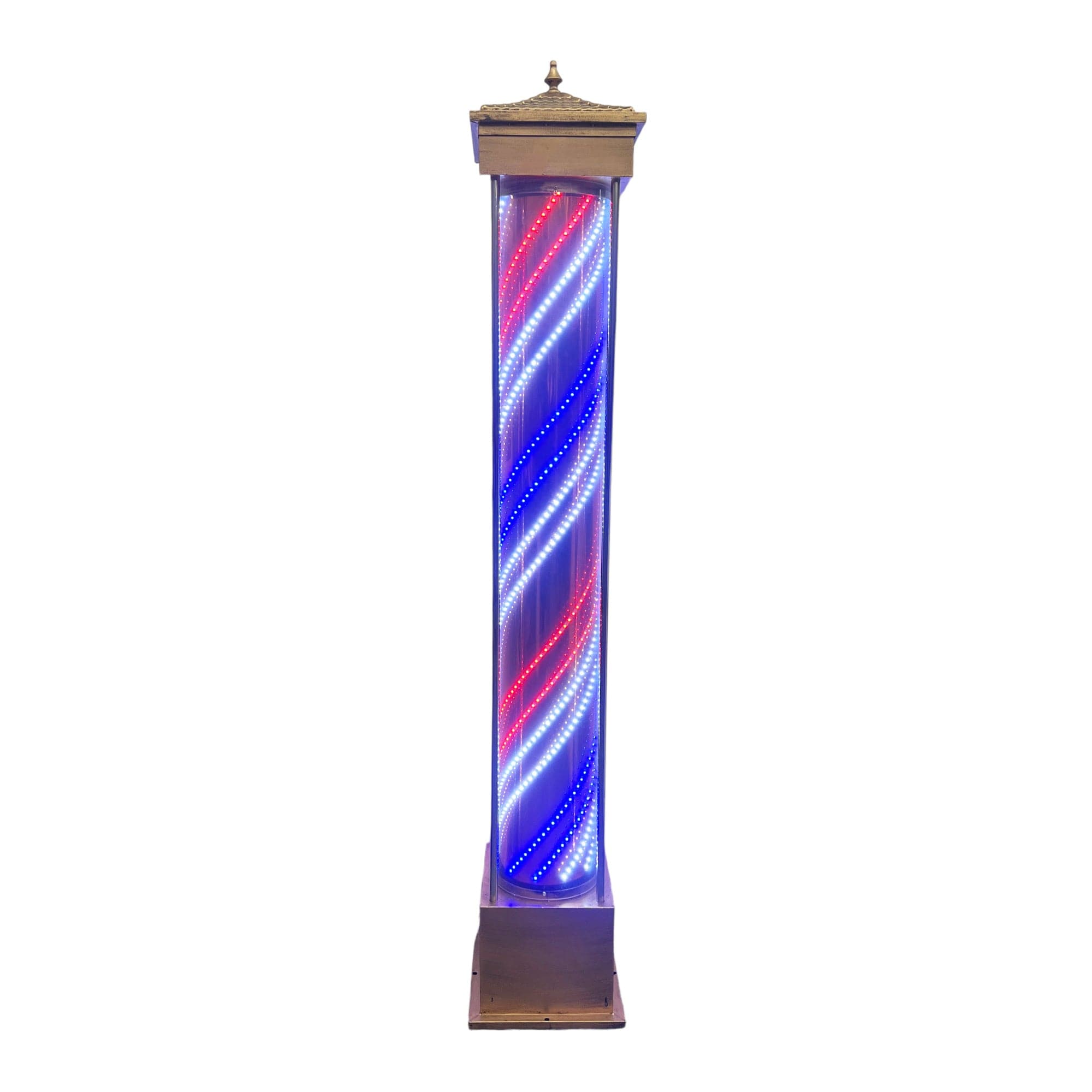Gabri - Barber Pole Led Light Floor Lantern Style  (Bronze & Copper Rotating Illuminating Stripes) 2.1m