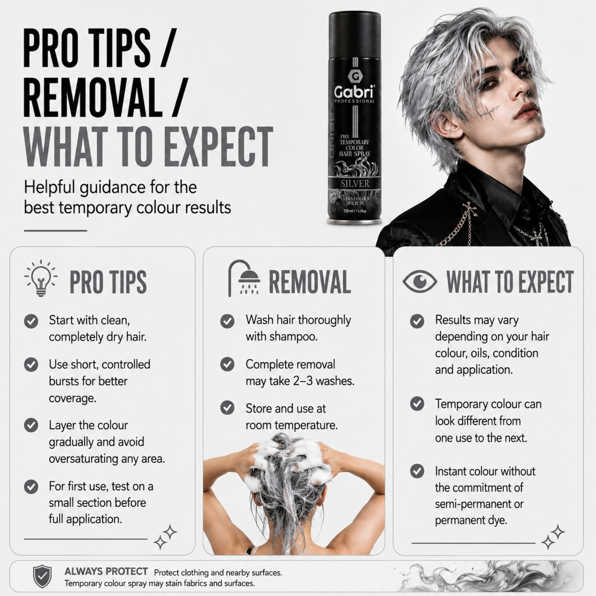 Gabri Professional - Pro Temporary Hair Colour Shimmer Spray Silver 150ml
