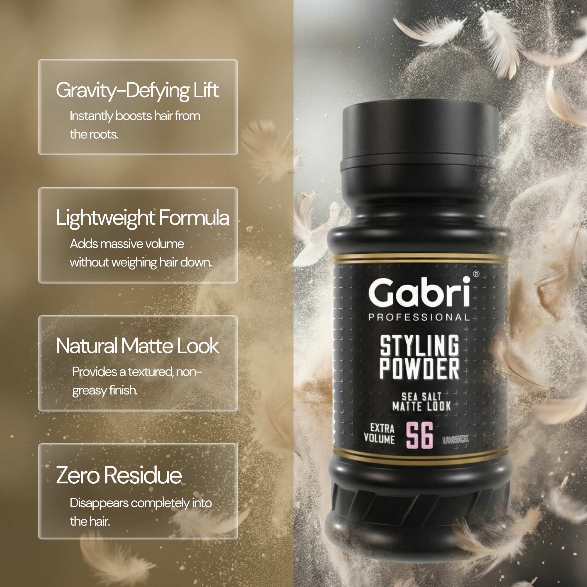 Gabri Professional - Hair Styling Powder Sea Salt Matte Look S6 Extra Volume 21g