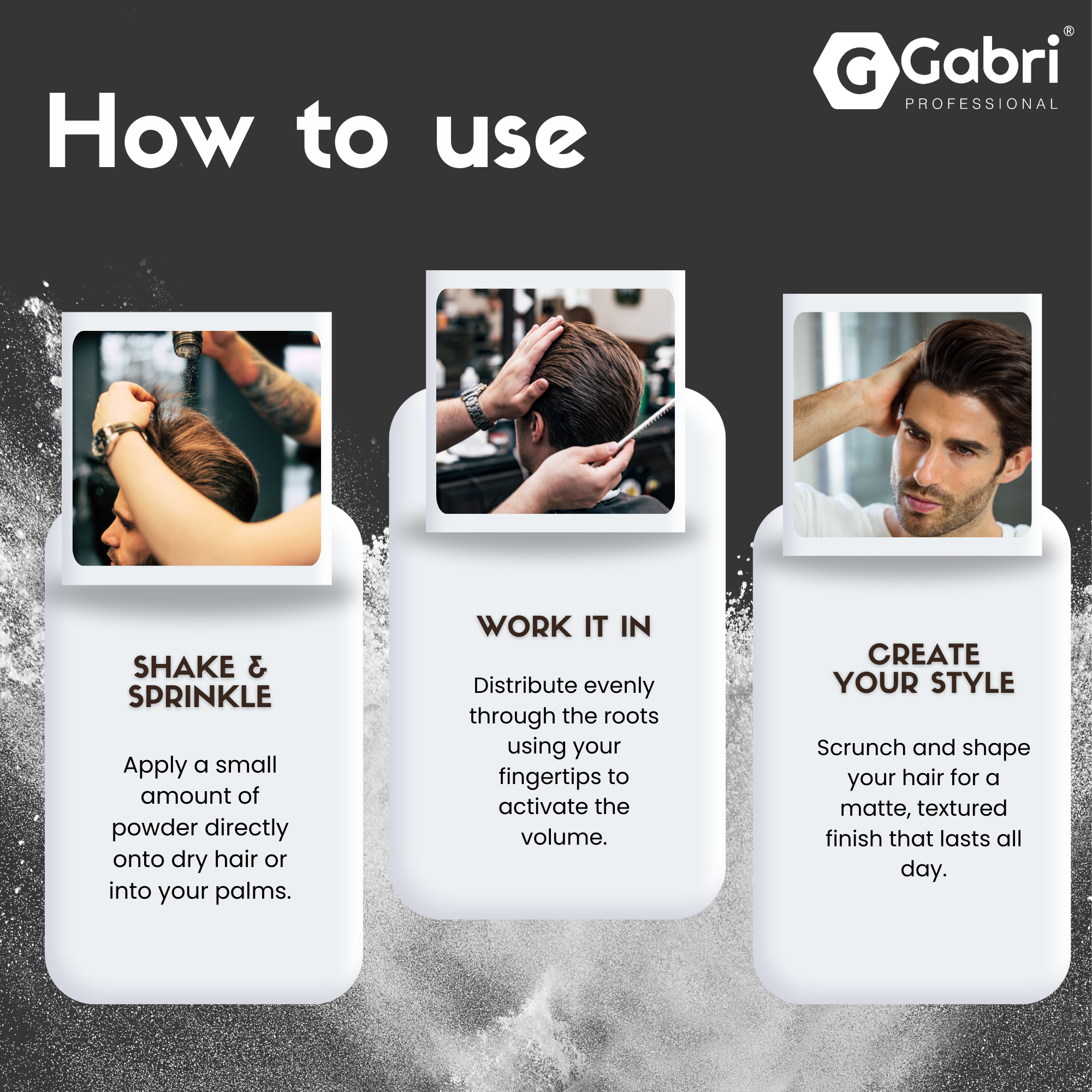 Gabri Professional - Hair Styling Powder Sea Salt Matte Look S6 Extra Volume 21g