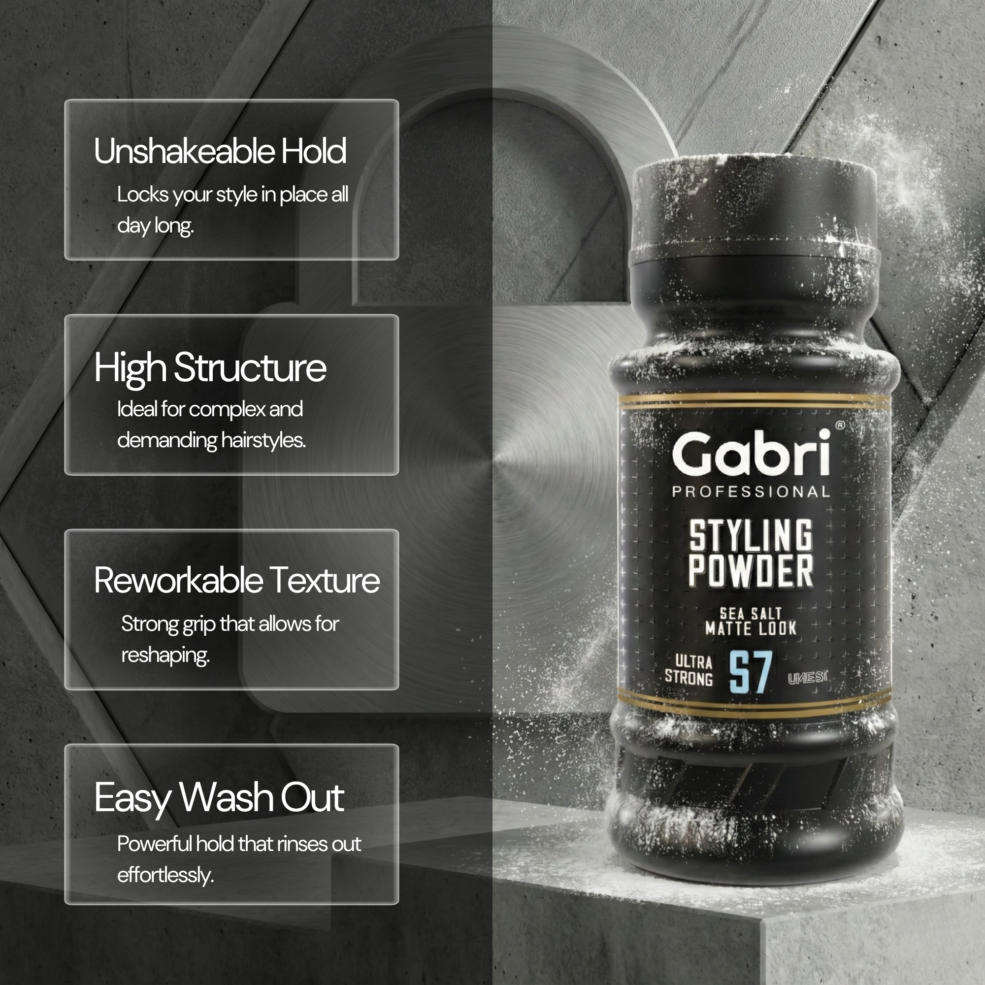 Gabri Professional - Hair Styling Powder Sea Salt Matte Look S7 Ultra Strong 21g