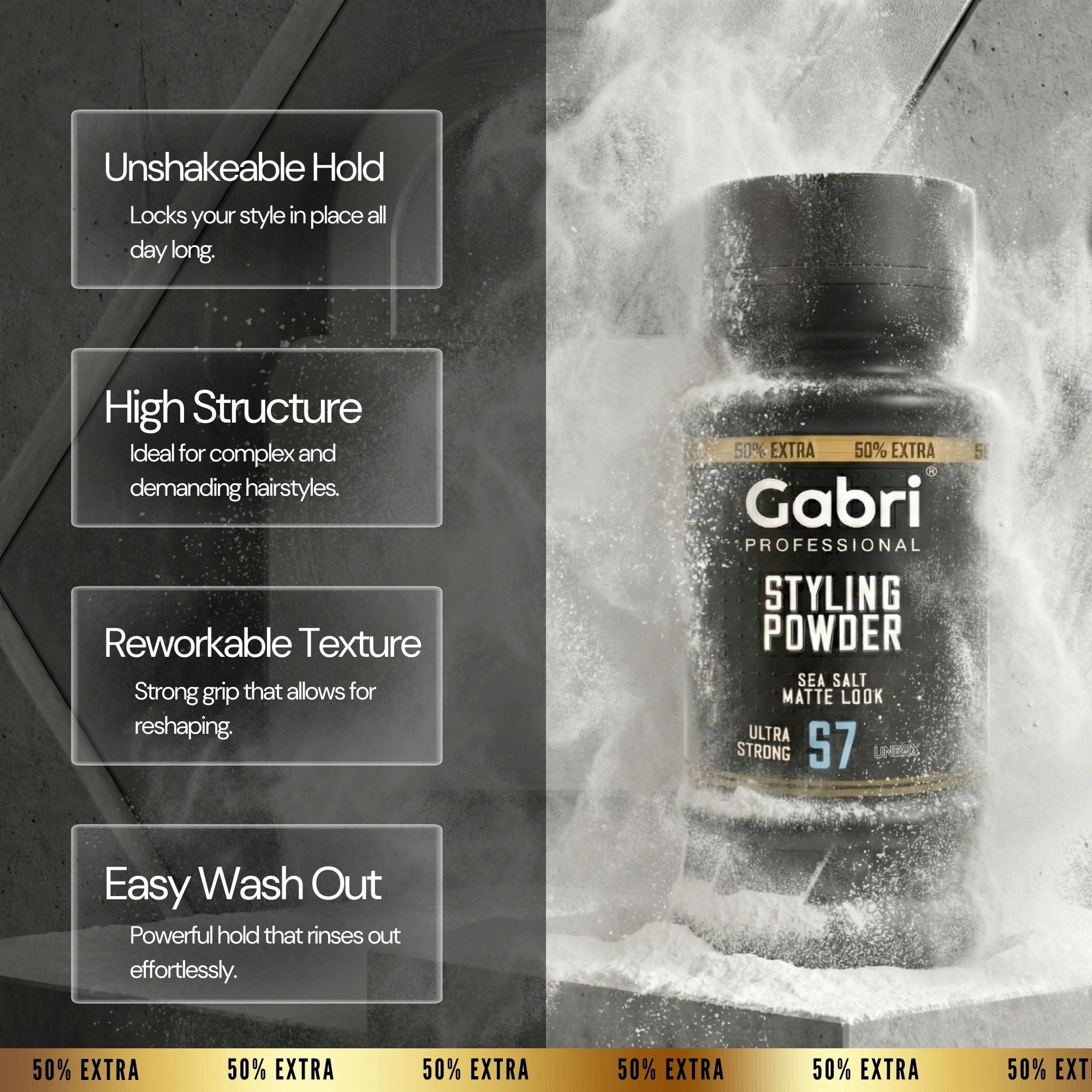 Gabri Professional - Hair Styling Powder Sea Salt Matte Look S7 Ultra Strong 32g