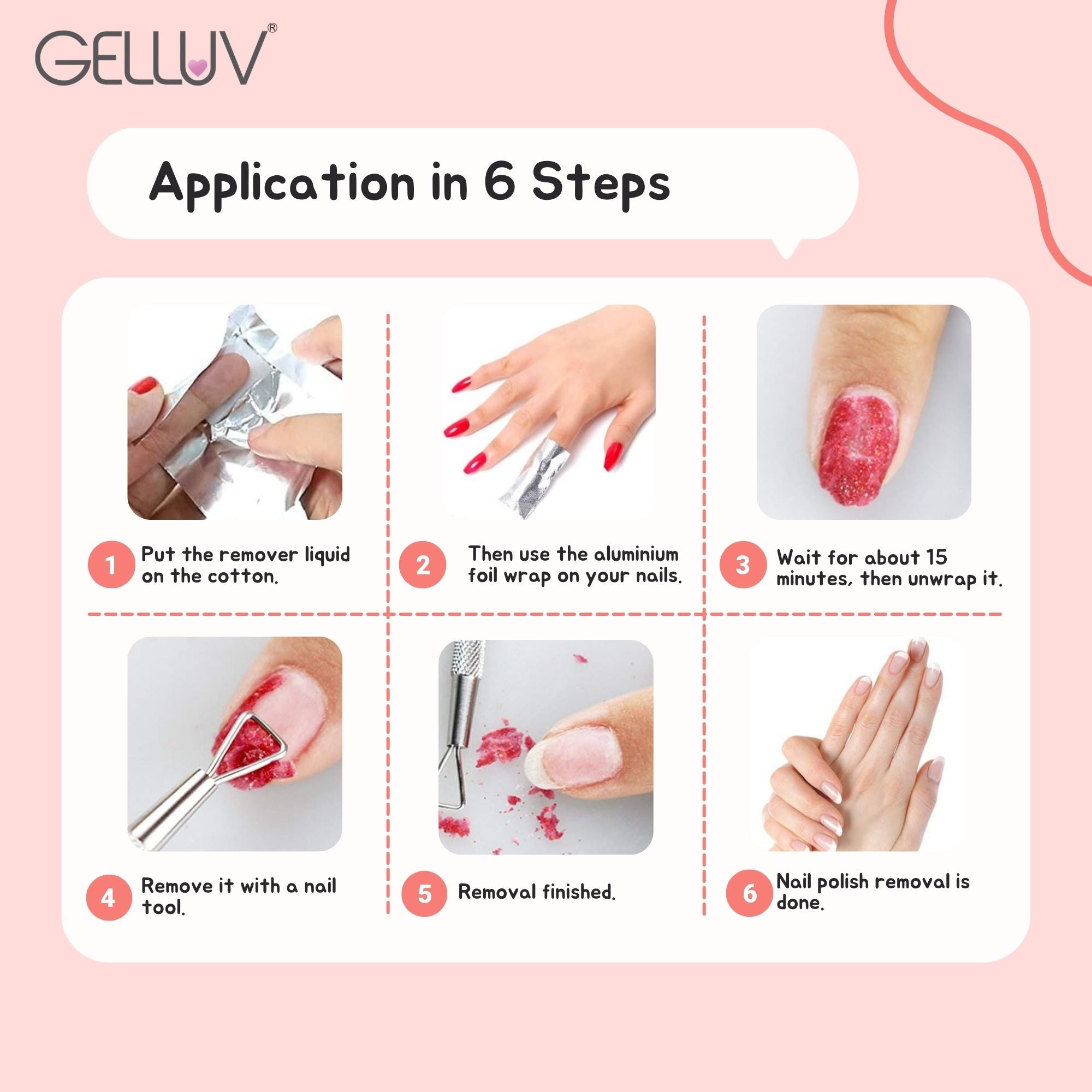 Gelluv - Soak-Off Foil Wraps with Cotton Pad (Pack of 100)