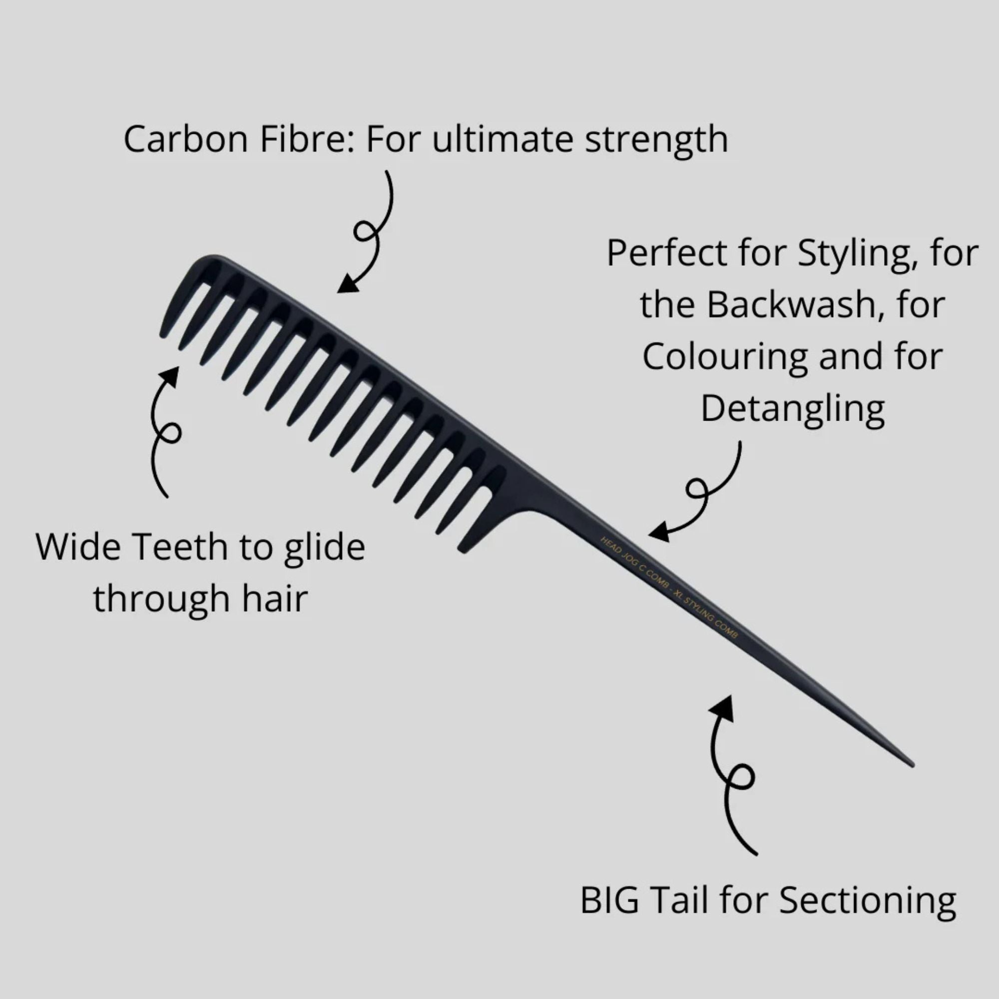 Head Jog - XL Carbon Styling Comb 30cm