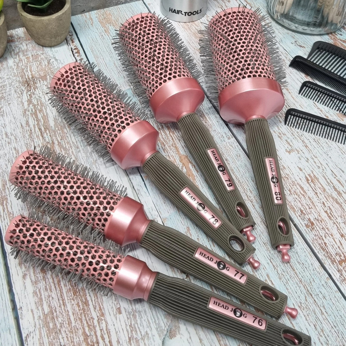 Head Jog - Ionic Ceramic Pink Round Brush 5 Piece Set