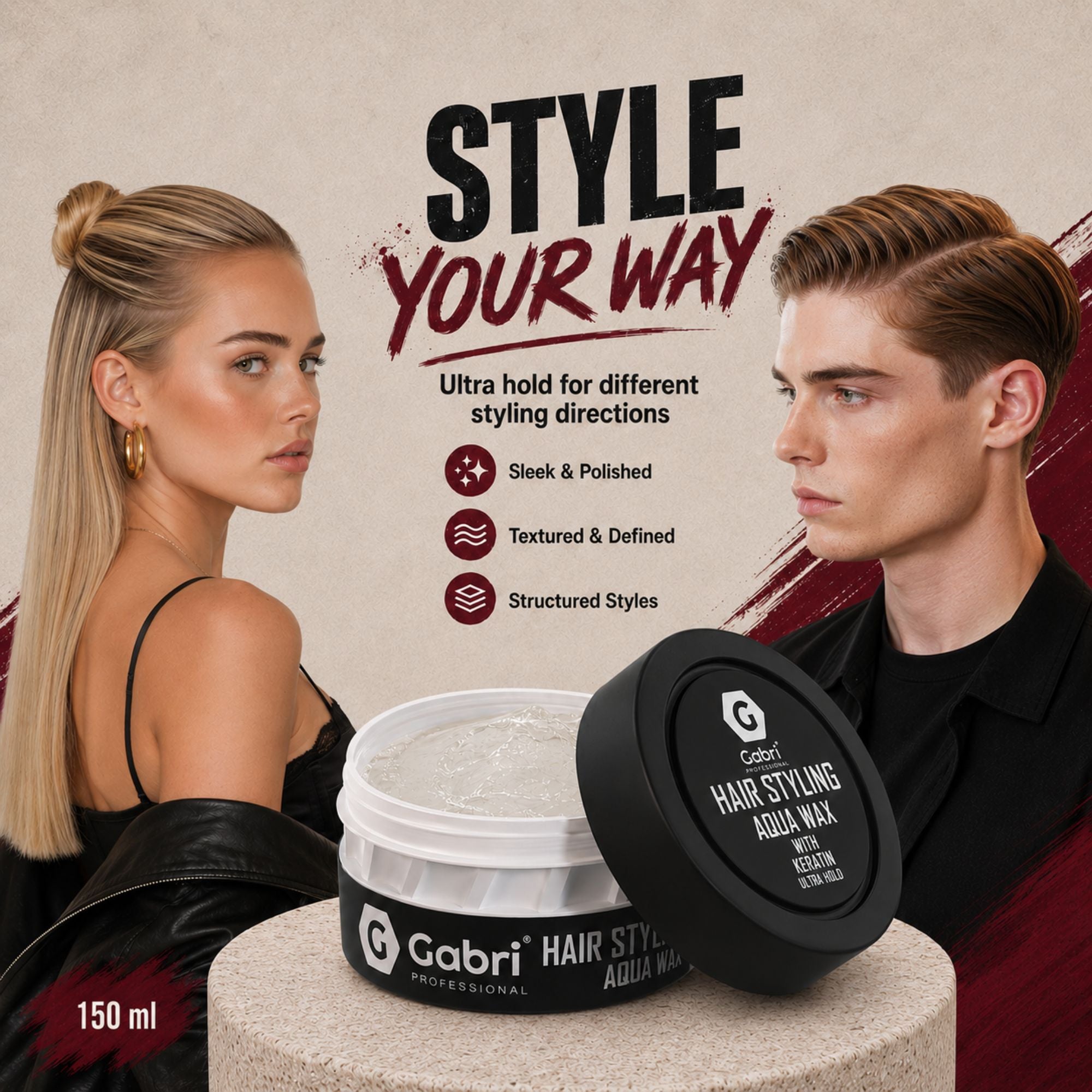 Gabri Professional - Hair Styling Aqua Wax Keratin Ultra Hold 150ml
