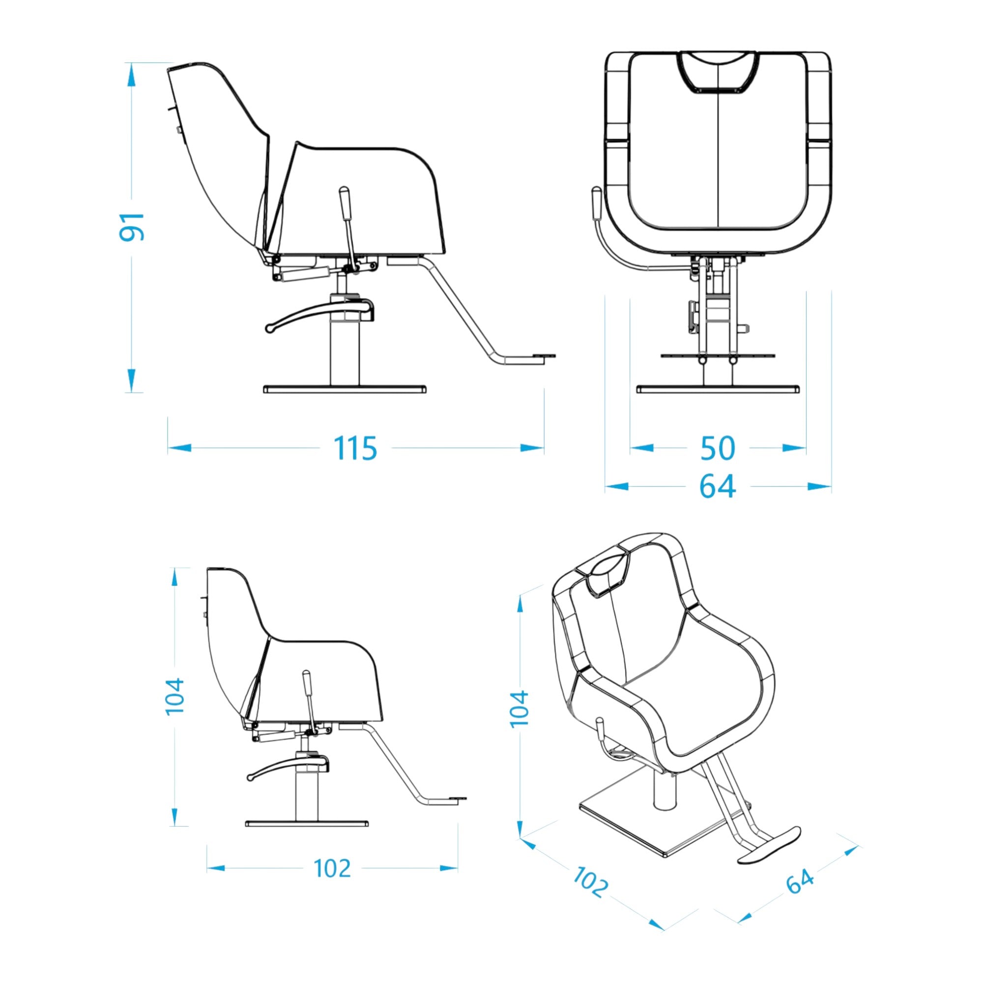 Alpeda - Lotus Salon Make Up Chair (Nickel Finish)