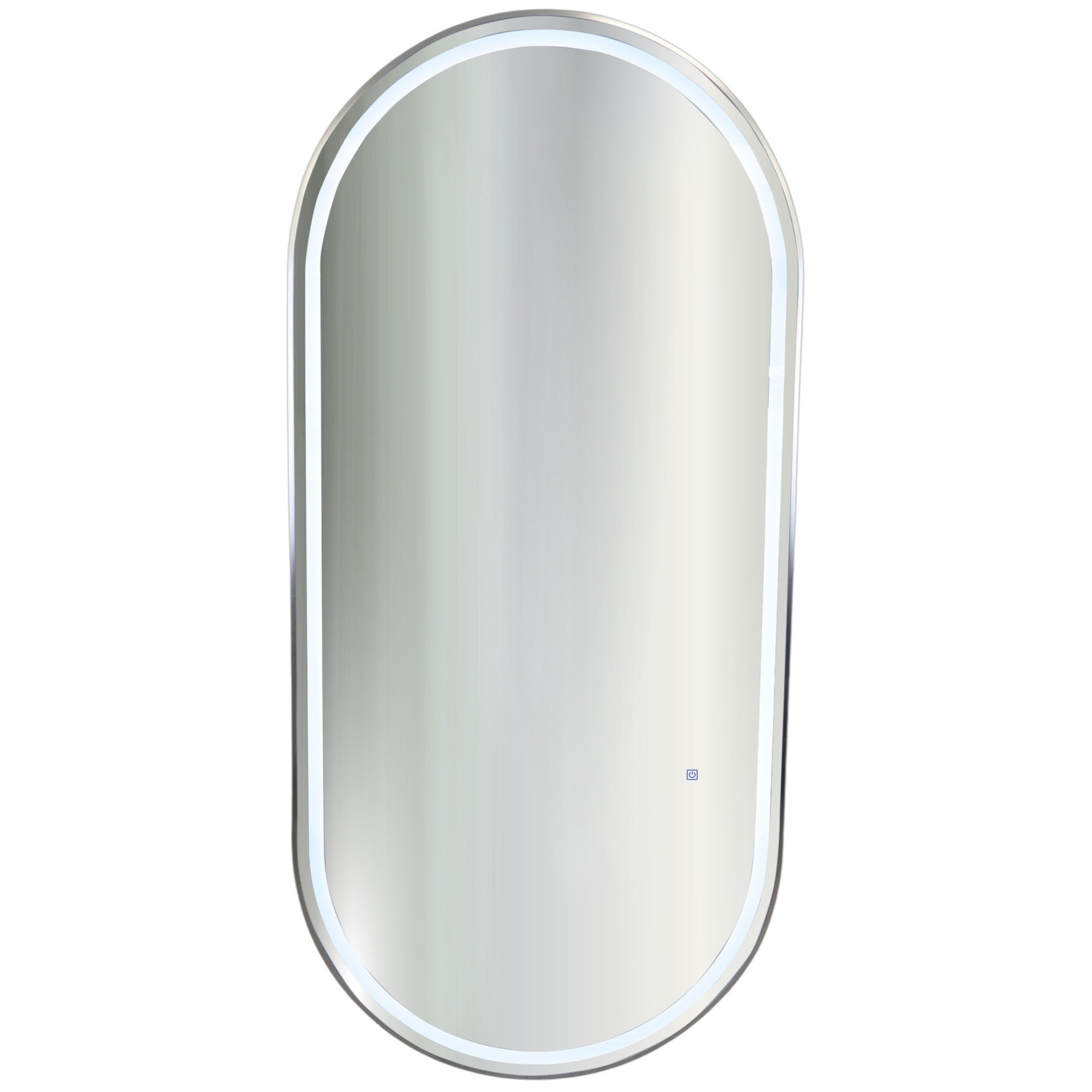 Salon Mirror - Oval LED with Silver Frame & Border Light