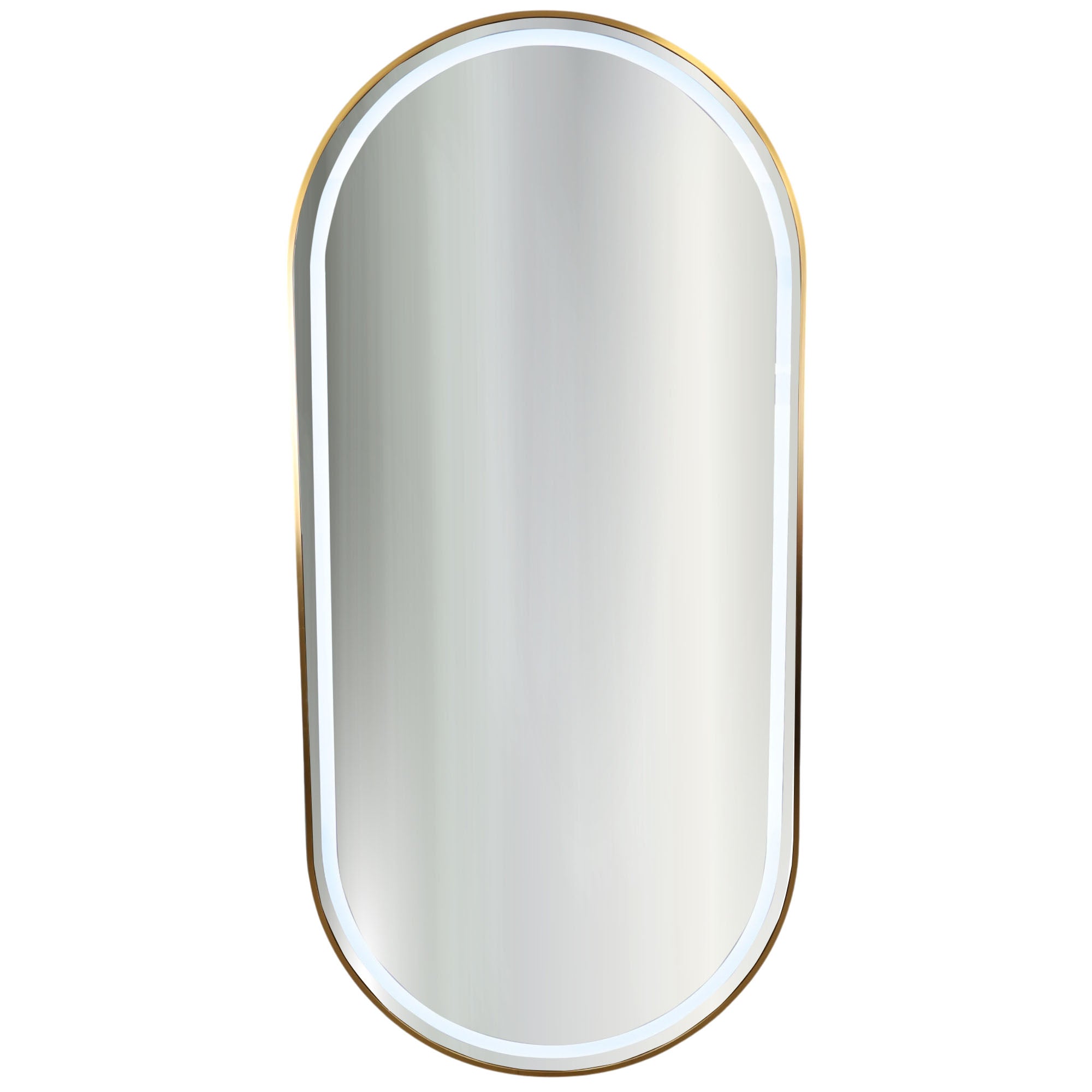 Salon Mirror - Oval LED with Gold Frame & Border Light