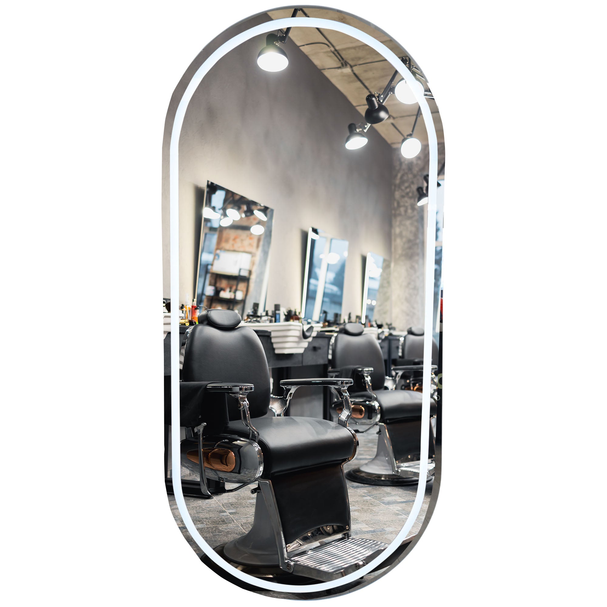 Salon Mirror - Oval LED with Border Light (Frameless)