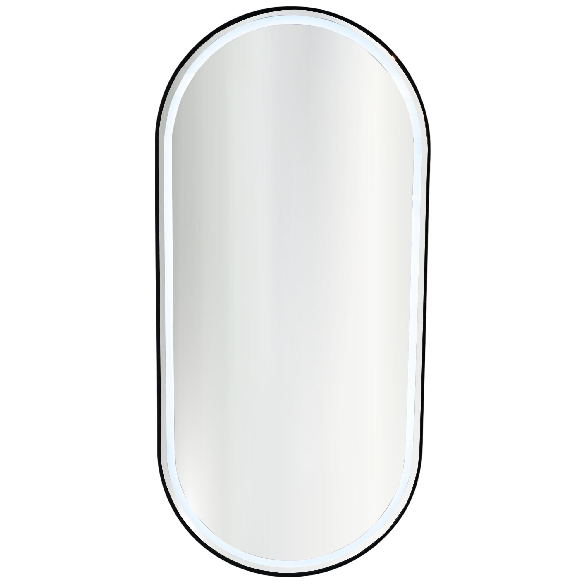Salon Mirror - Oval LED with Black Frame & Border Light