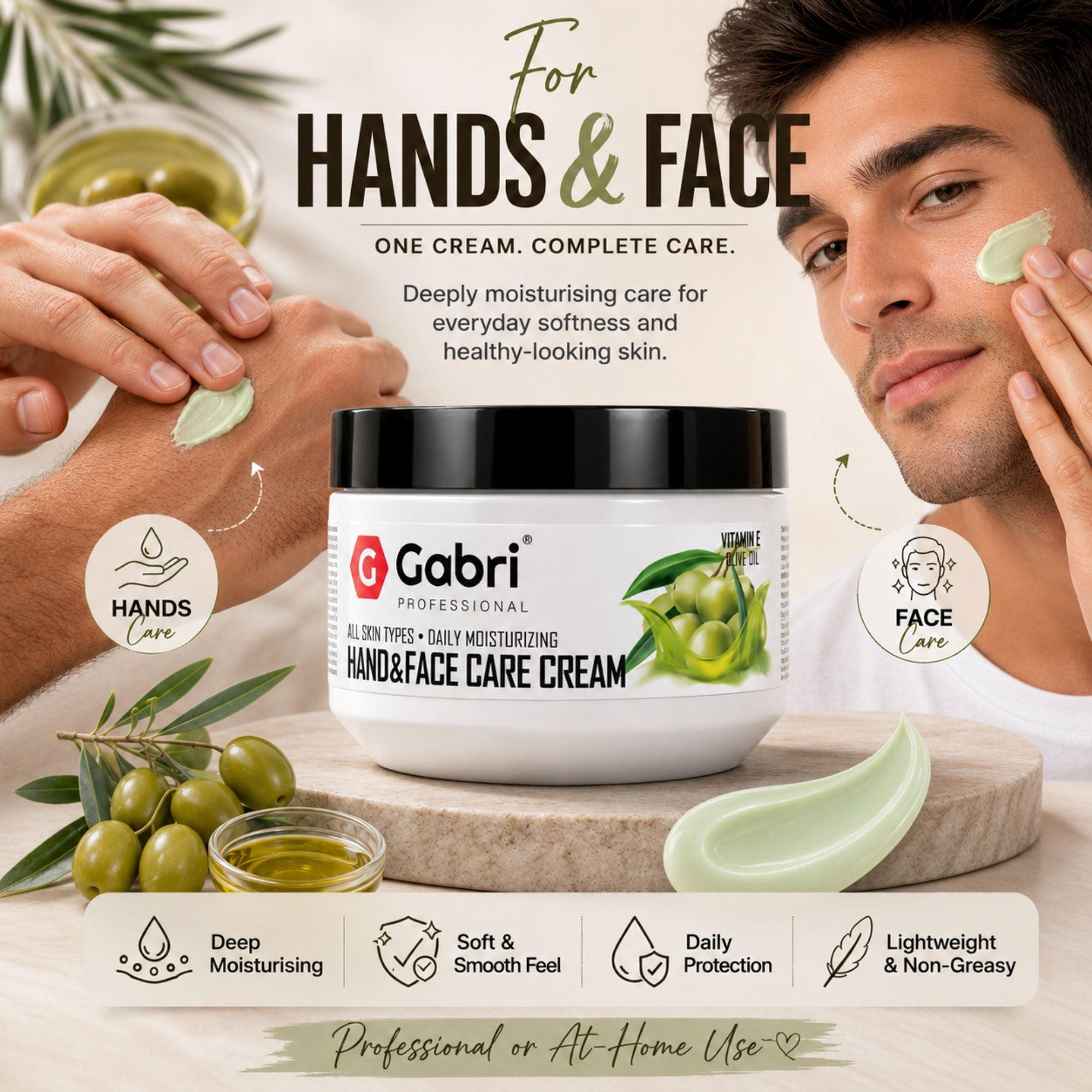 Gabri Professional - Hand & Face Care Cream Olive Oil 300ml