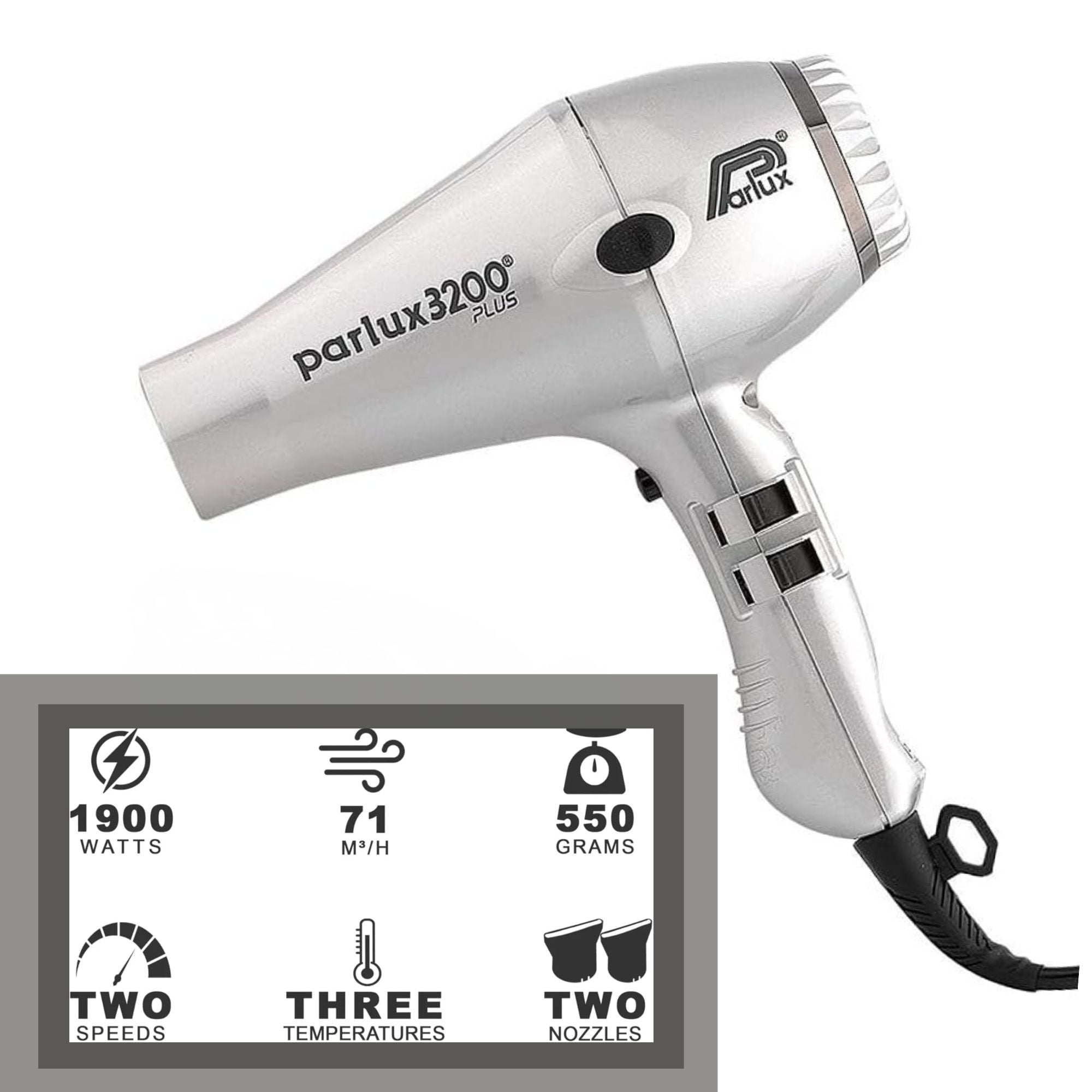 Parlux - 3200 Plus Hair Dryer 1900W Silver