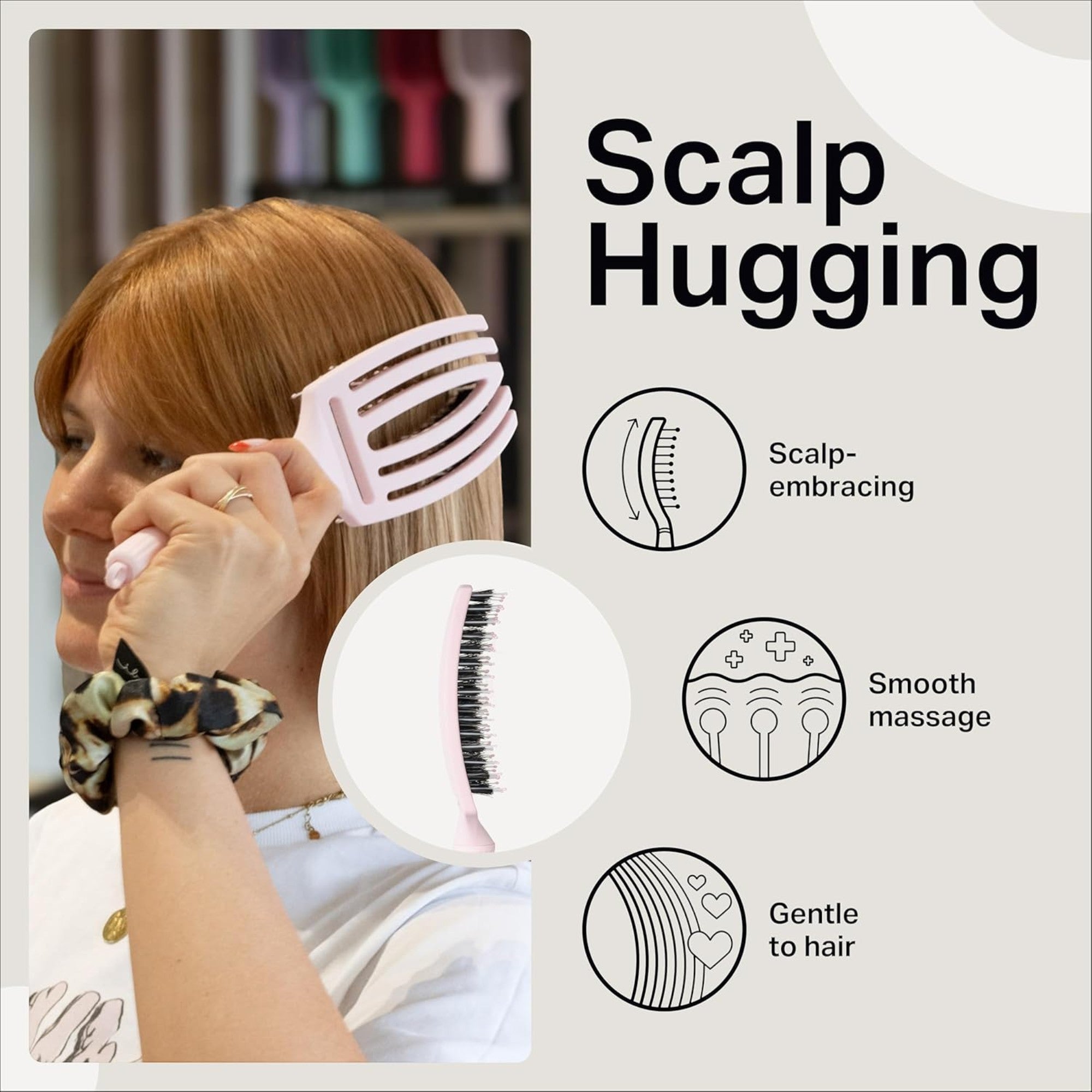 Olivia Garden - Fingerbrush Care Iconic Boar & Nylon Pastel Pink