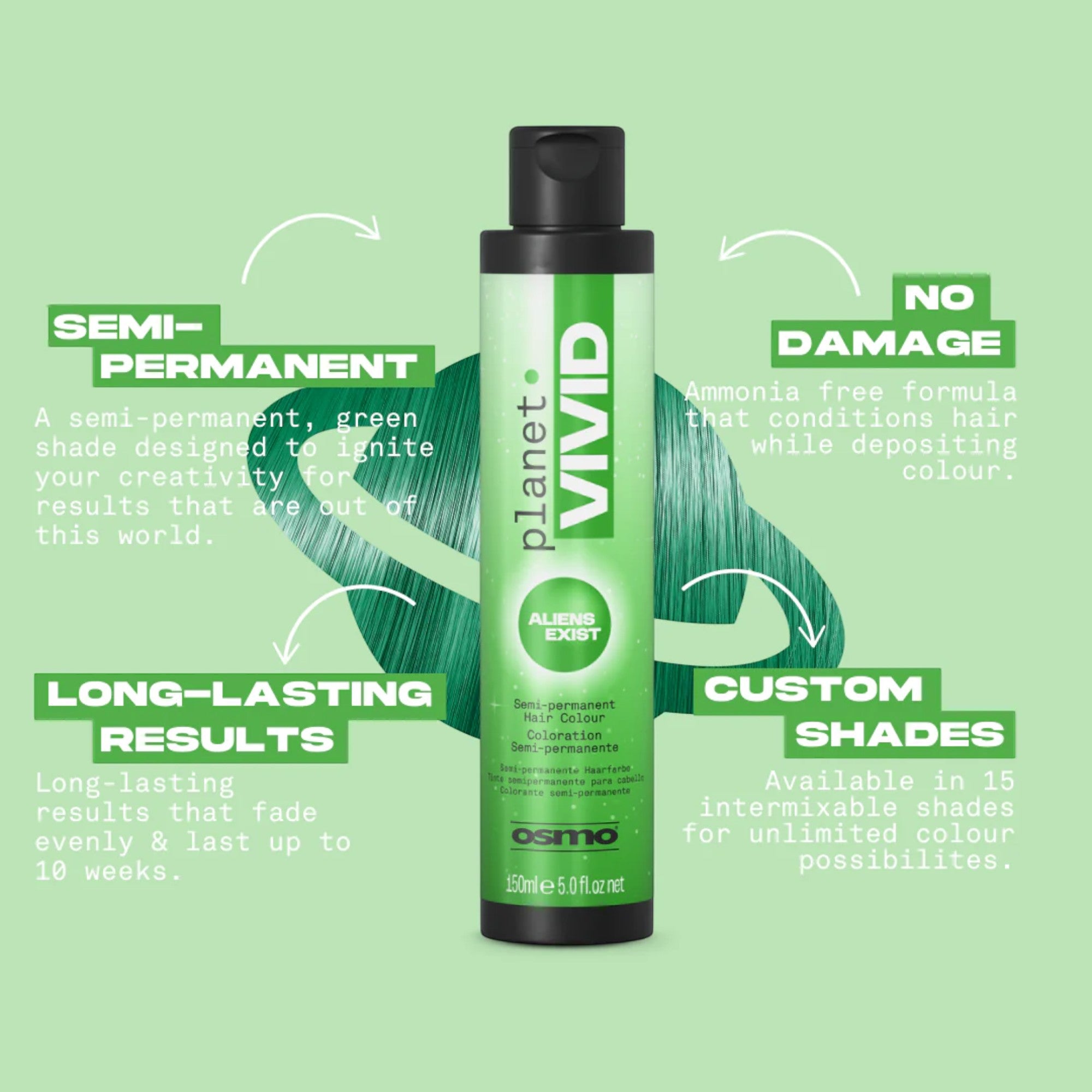 Osmo - Planet Vivid Semi-Permanent Hair Colour Aliens Exist (Green) 150ml