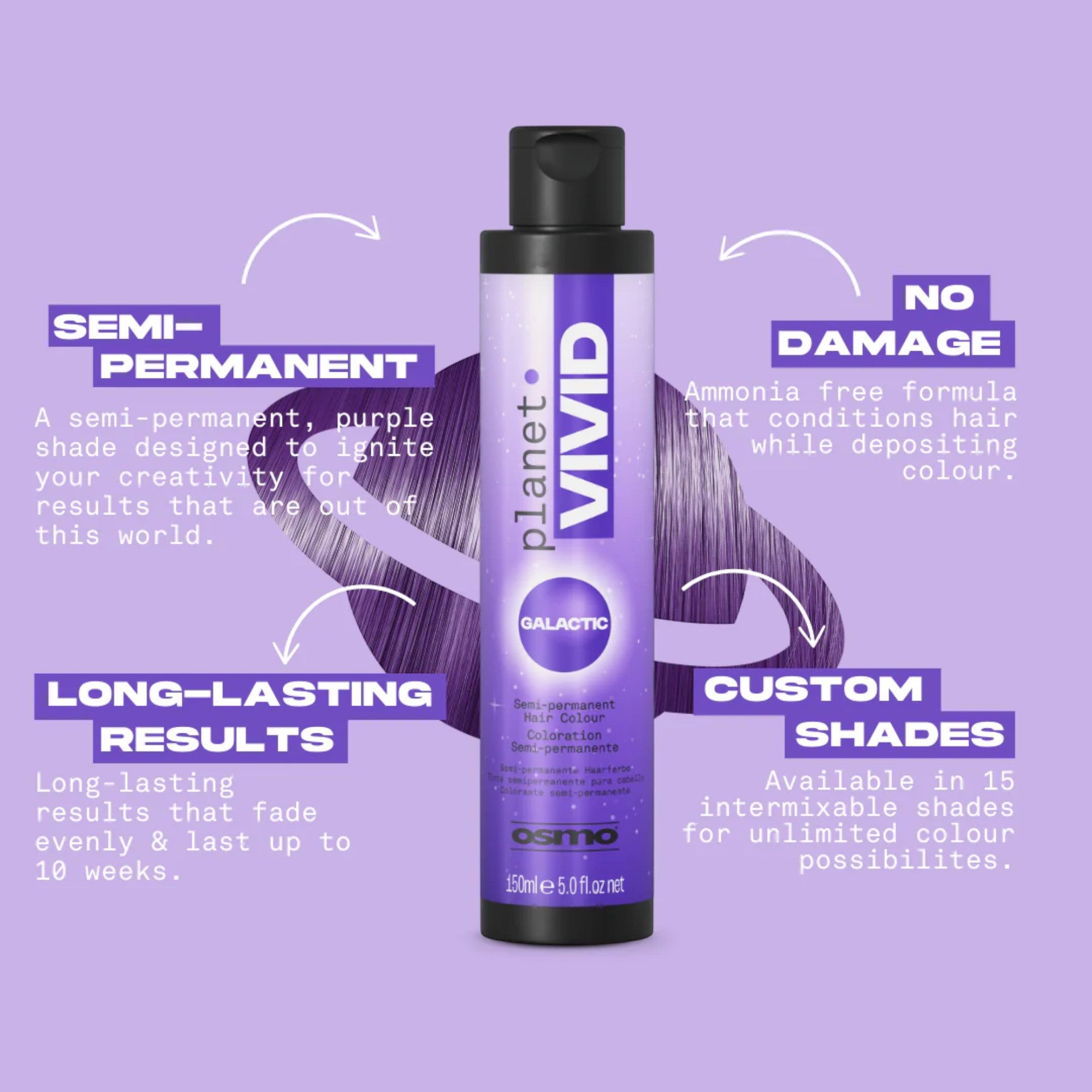 Osmo - Planet Vivid Semi-Permanent Hair Colour Galactic (Purple) 150ml