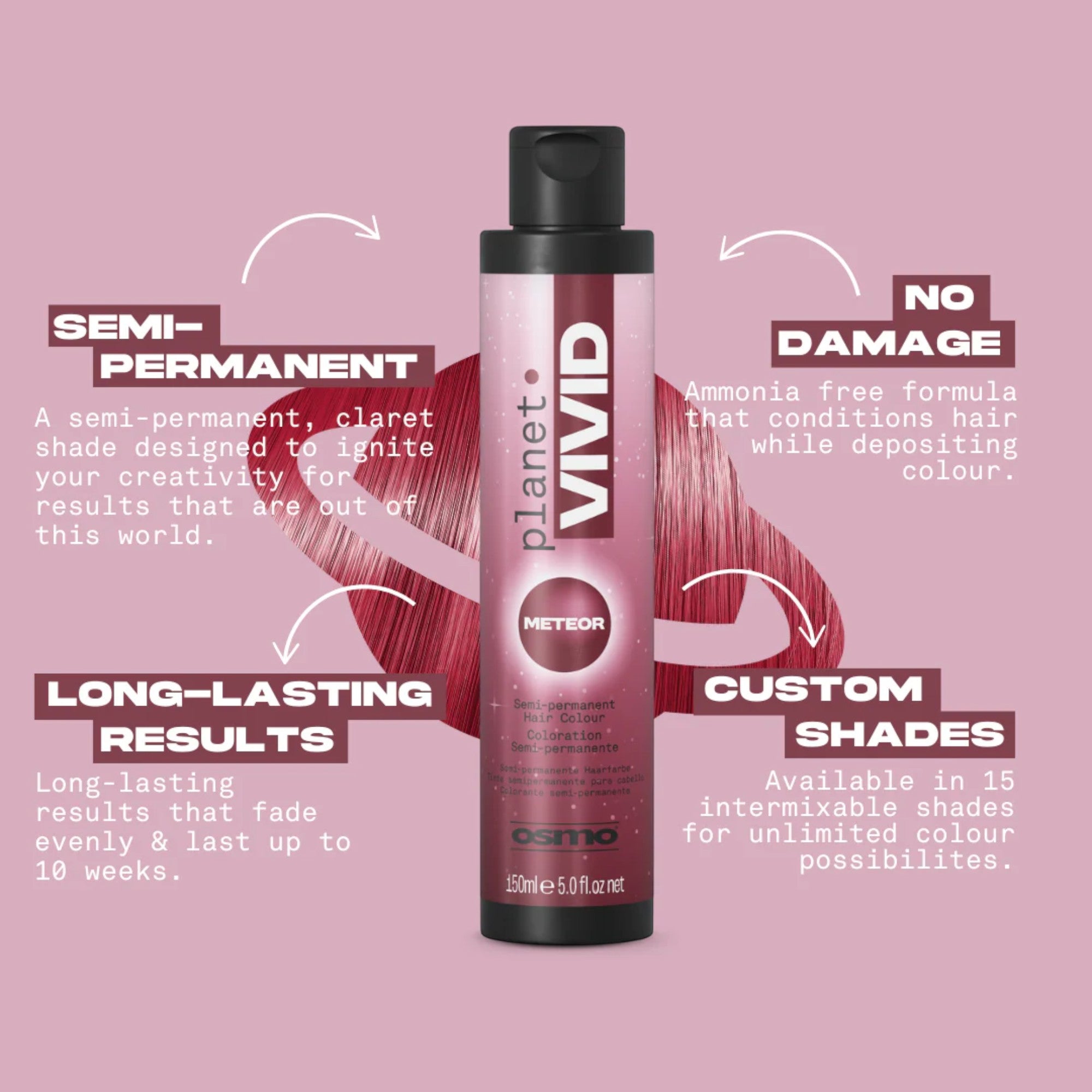 Osmo - Planet Vivid Semi-Permanent Hair Colour Meteor (Claret) 150ml