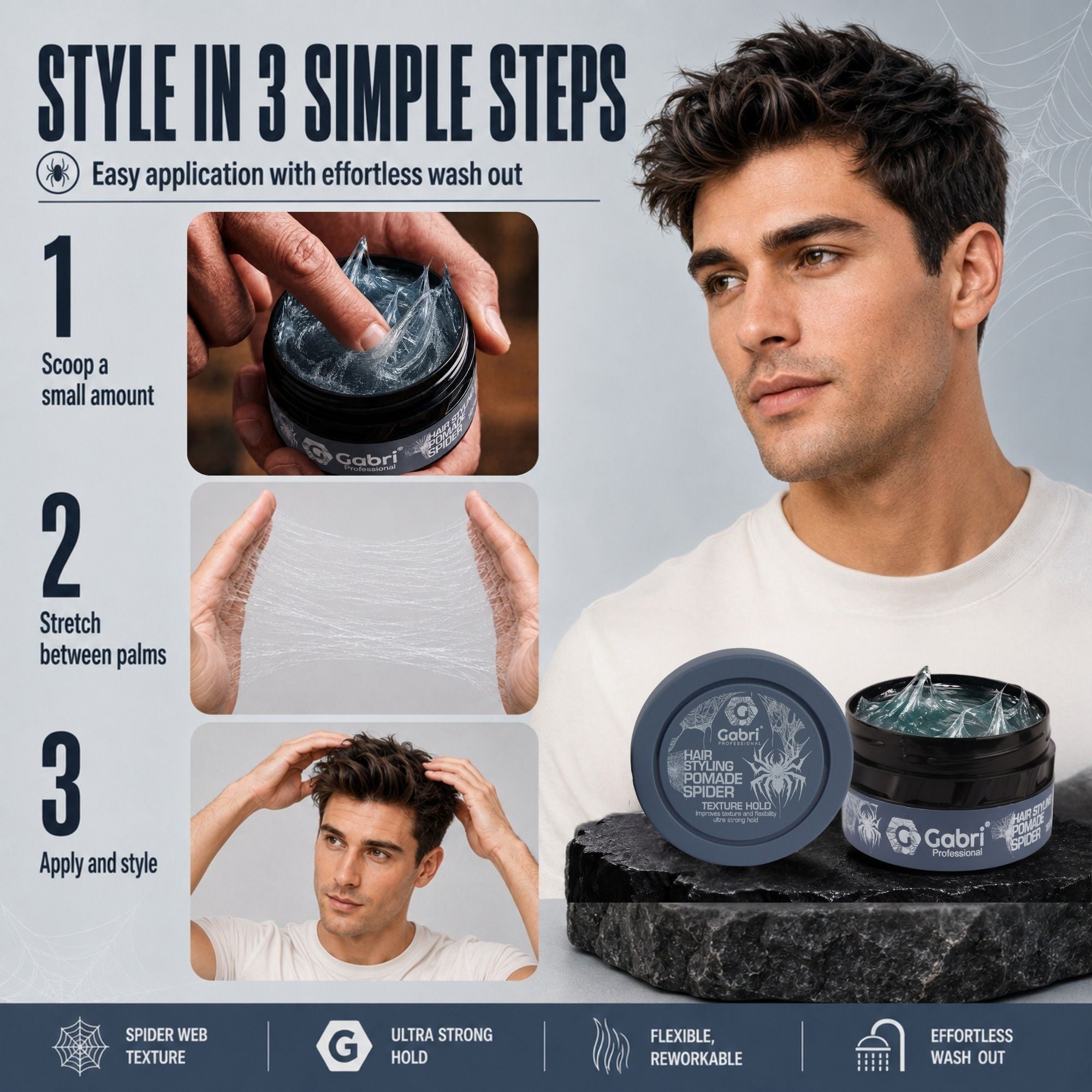 Gabri Professional - Hair Styling Pomade Spider Wax 150ml