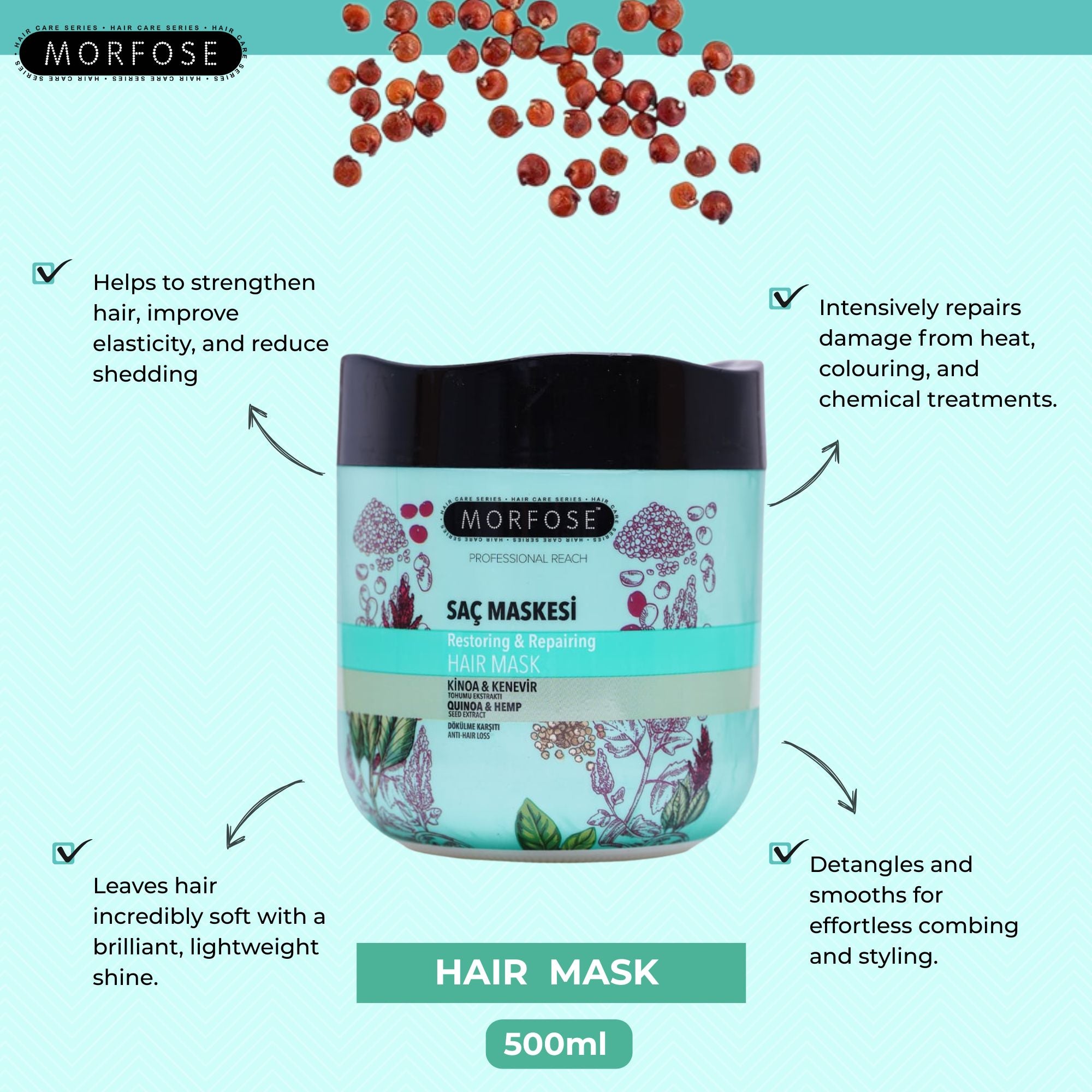 Morfose - Quinoa & Hemp Hair Mask 500ml