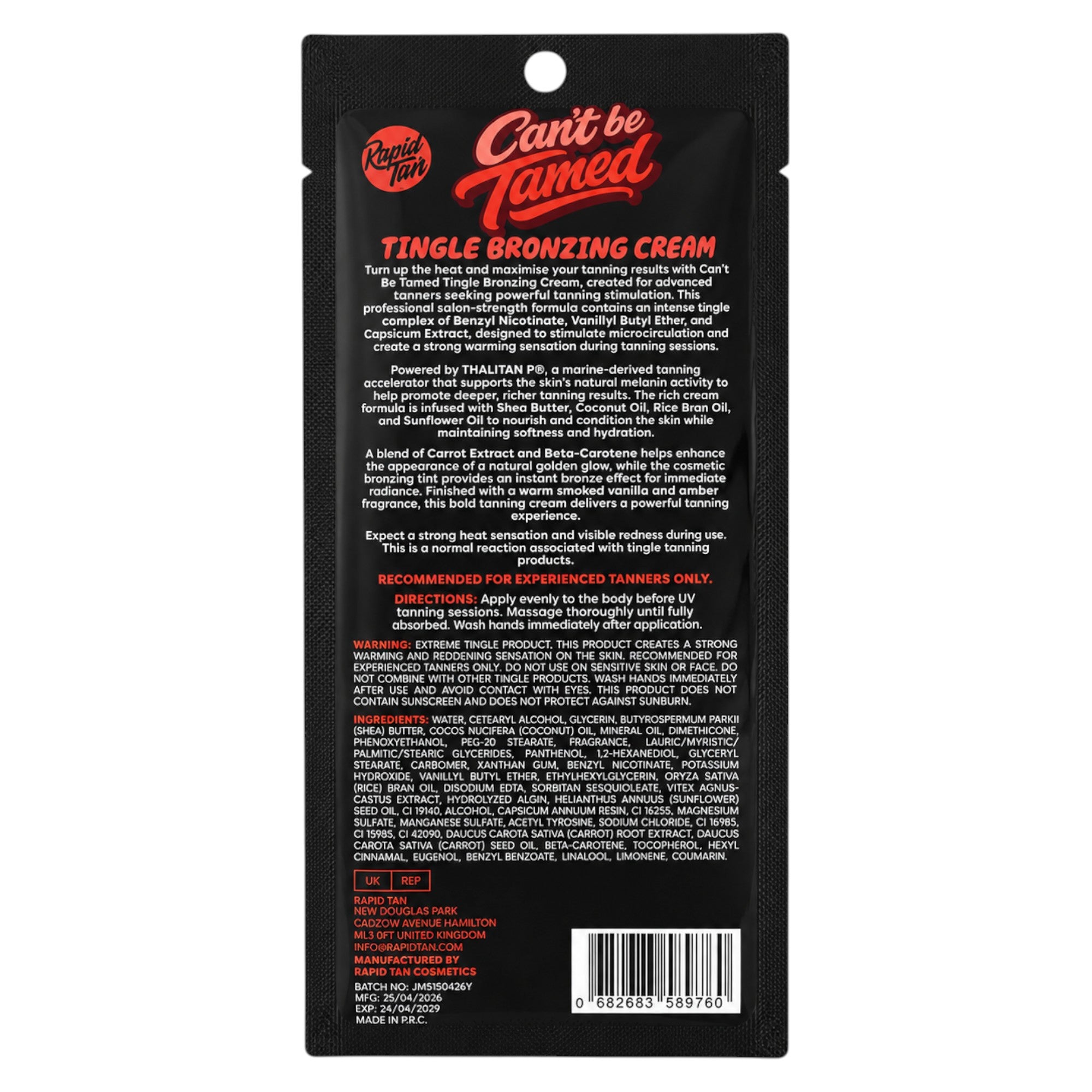 Rapid Tan - Can't Be Tamed Tingle Bronzing Cream 20ml