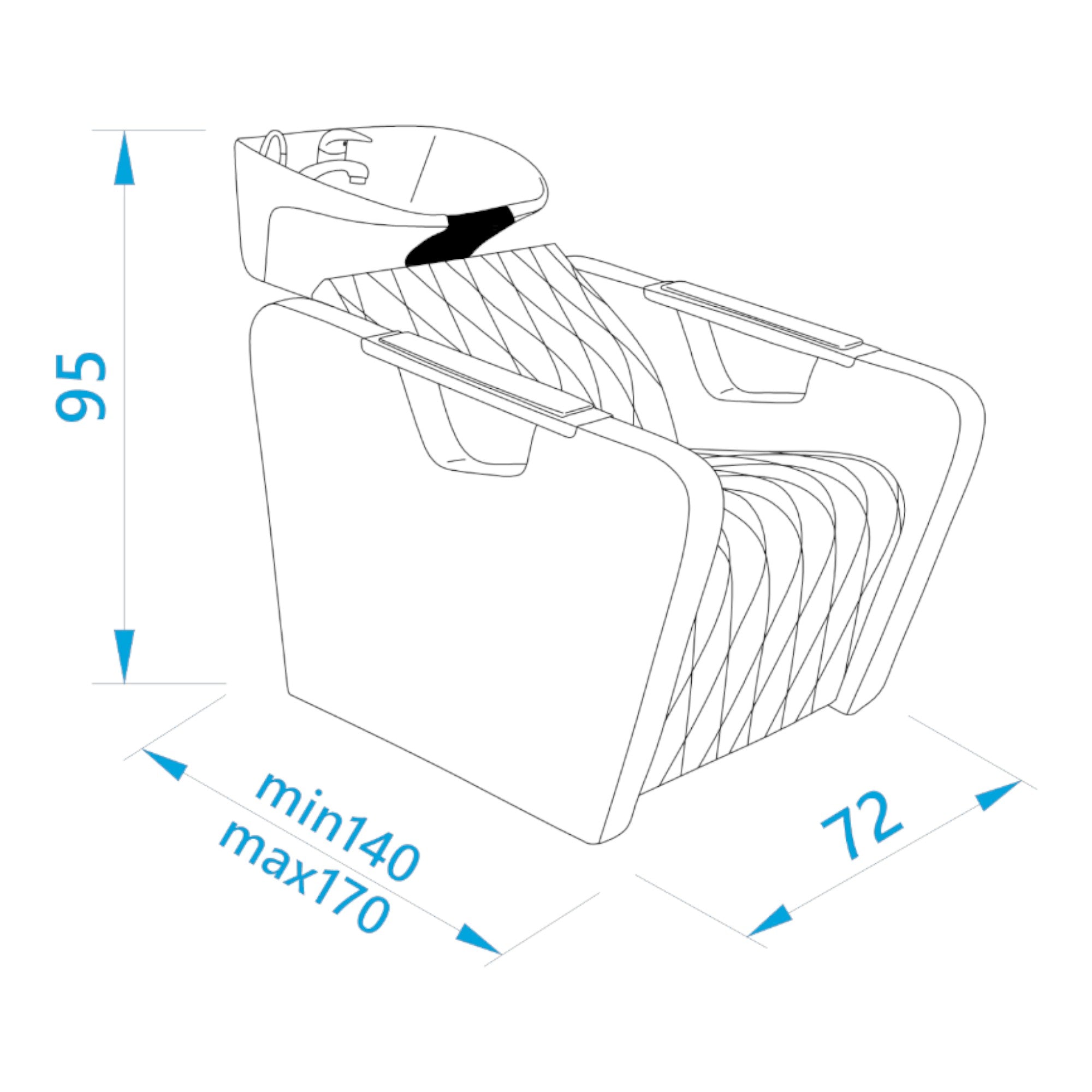 Alpeda - Sacha Salon Backwash Chair with Electric Foot Elevation Function