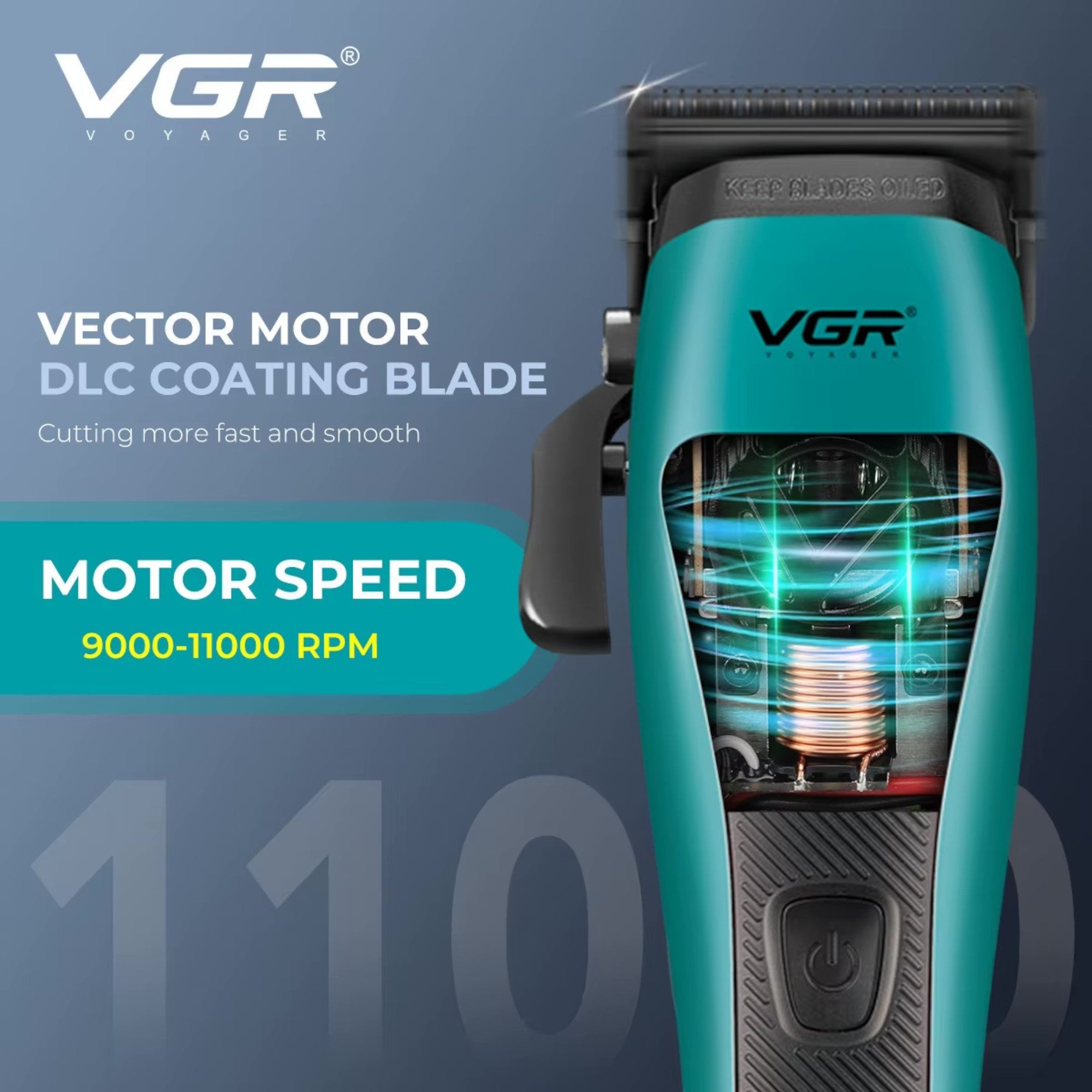 VGR - Professional Hair Clipper with 3 Interchangeable Covers (V-035C)