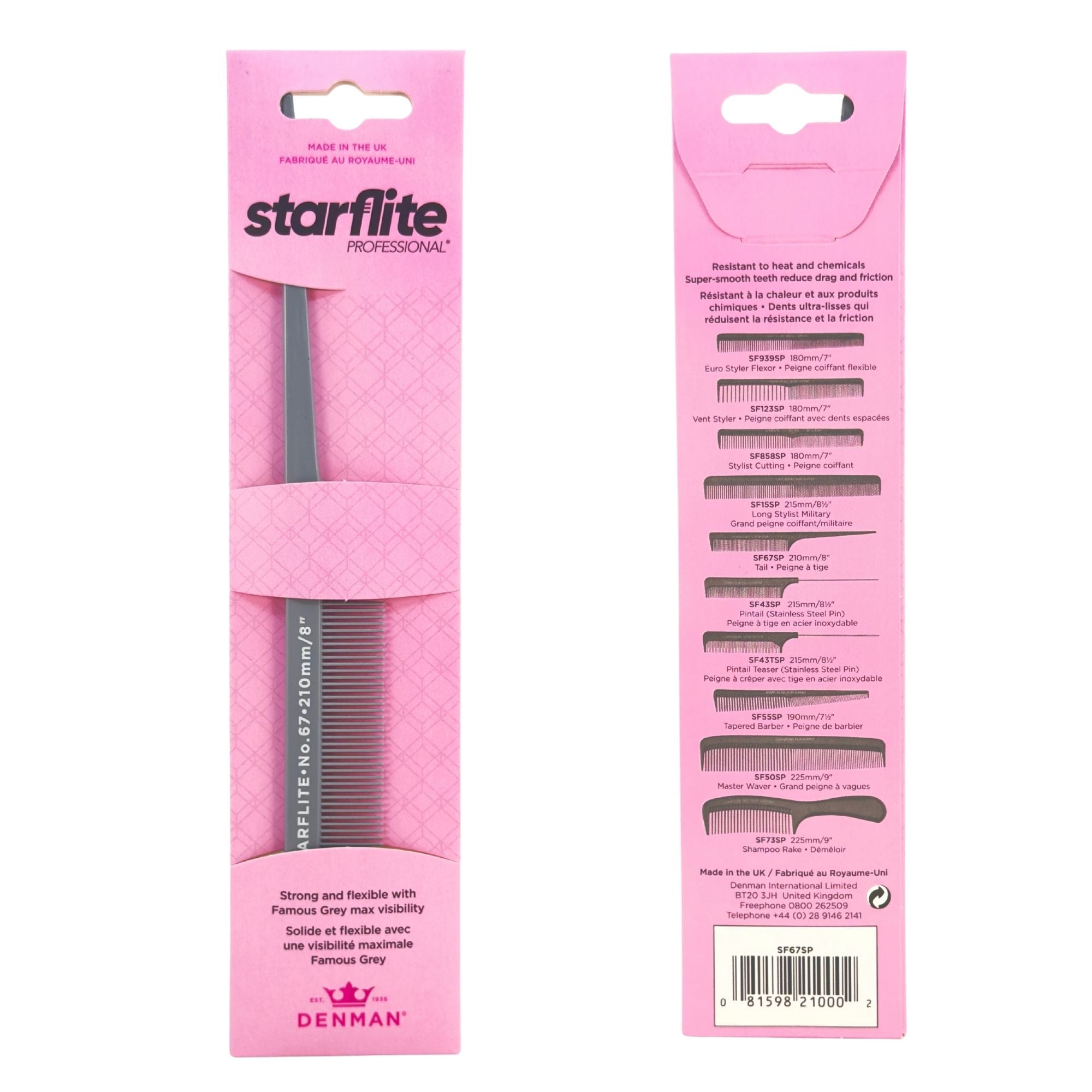 Denman - Starflite No.67 Stylist Tail Comb 21cm