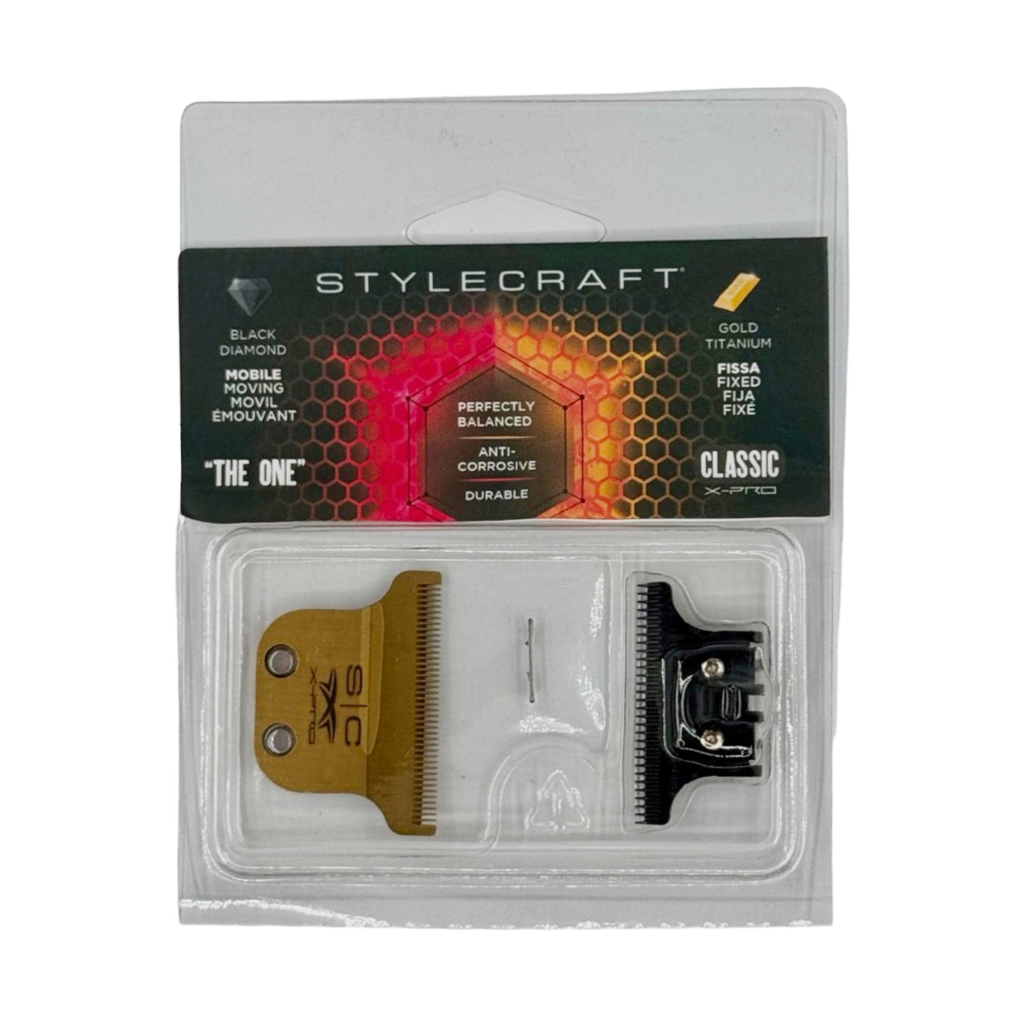 Stylecraft - SC Classic Gold Titanium X-Pro Fixed Trimmer Blade with THE ONE Moving Black Diamond DLC Deep Tooth Cutter