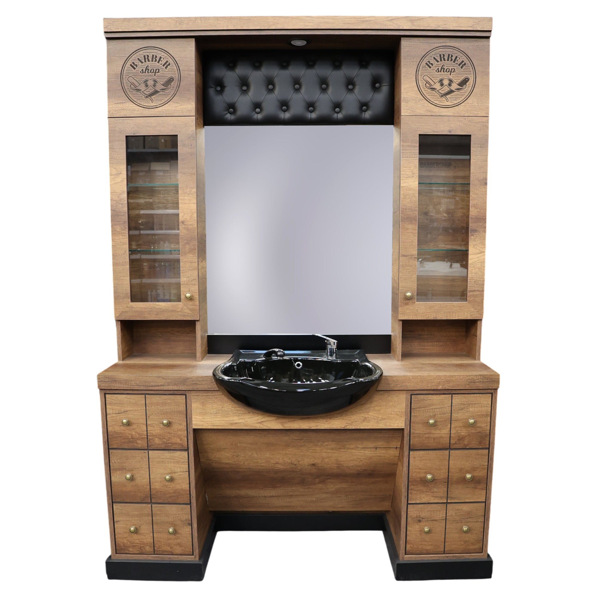 Barber Station Unit - Vintage Station With Chesterfield Style Detail