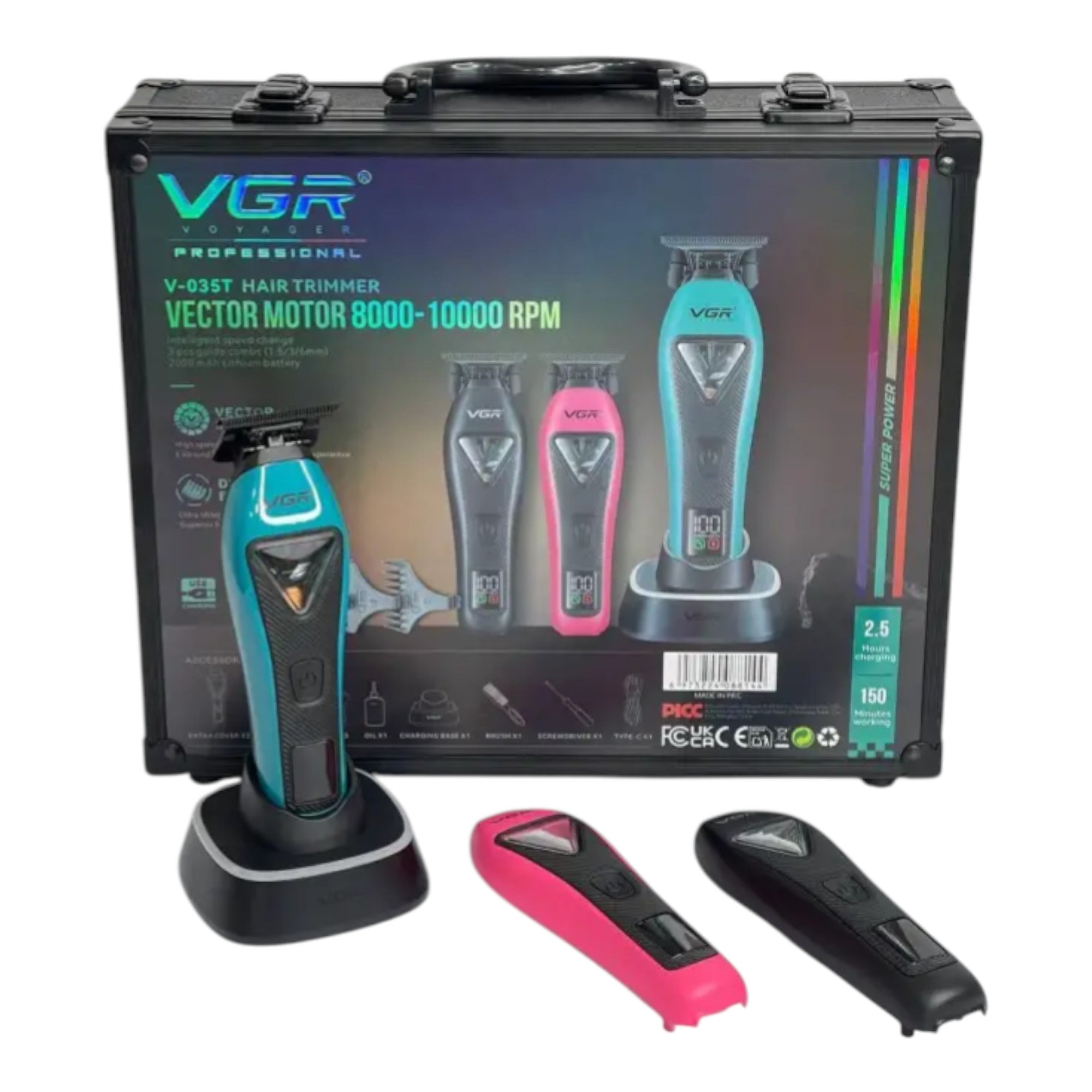 VGR - Professional Hair Trimmer with 3 Interchangeable Covers (V-035T)