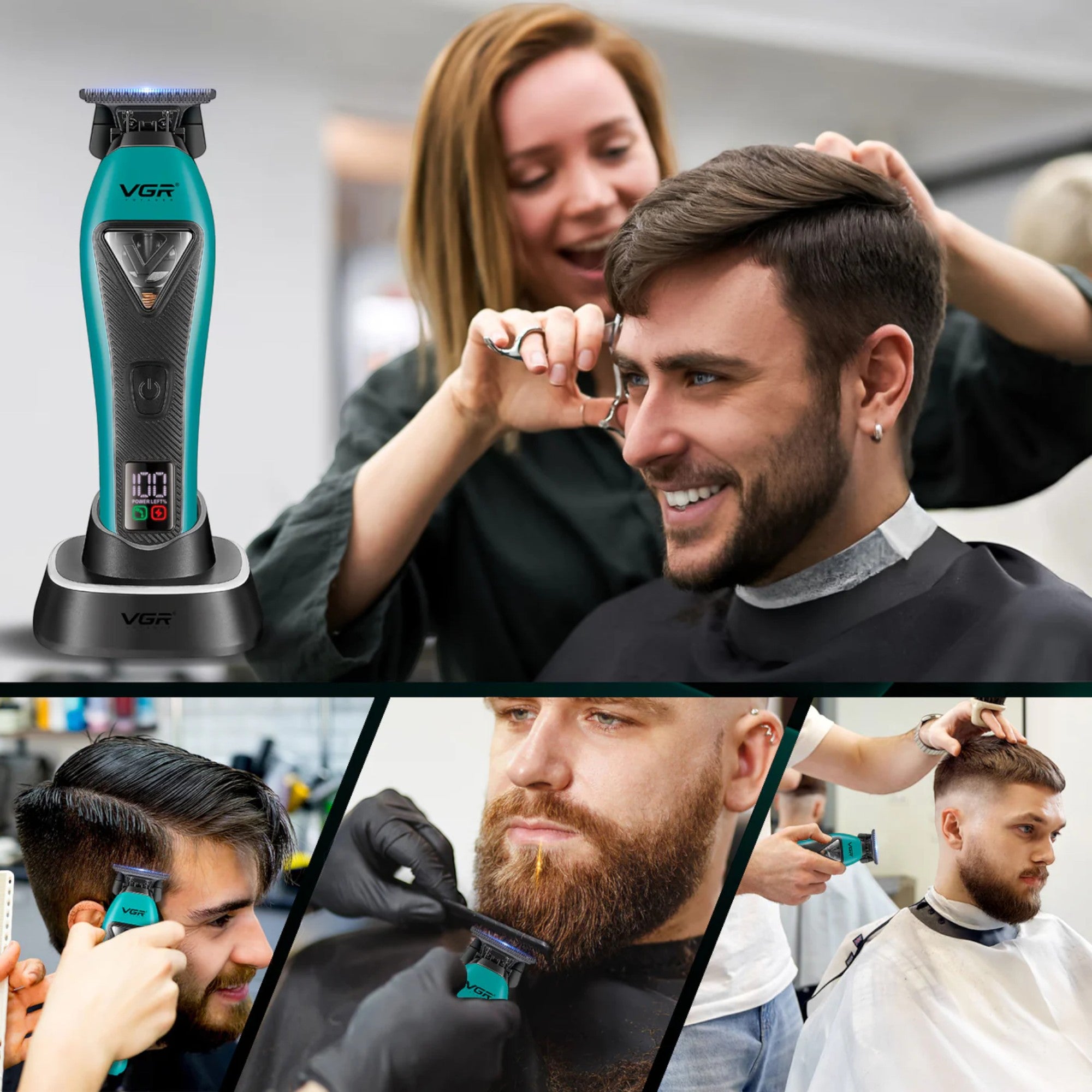 VGR - Professional Hair Trimmer with 3 Interchangeable Covers (V-035T)