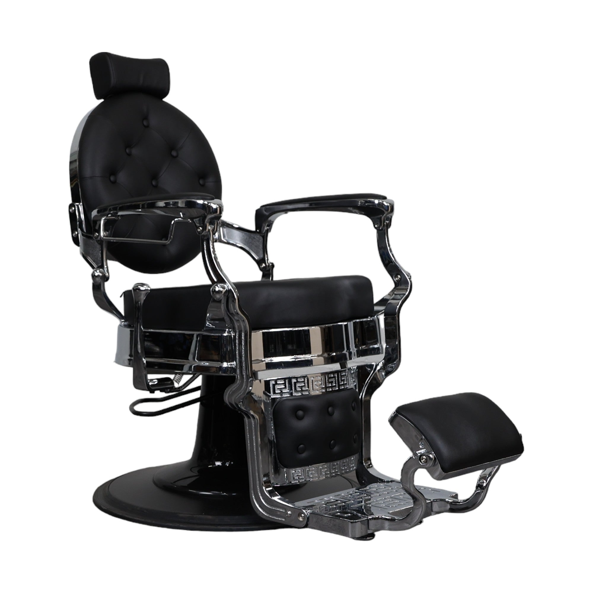 Barber Chair - Vintage Style Black & Chrome Accents