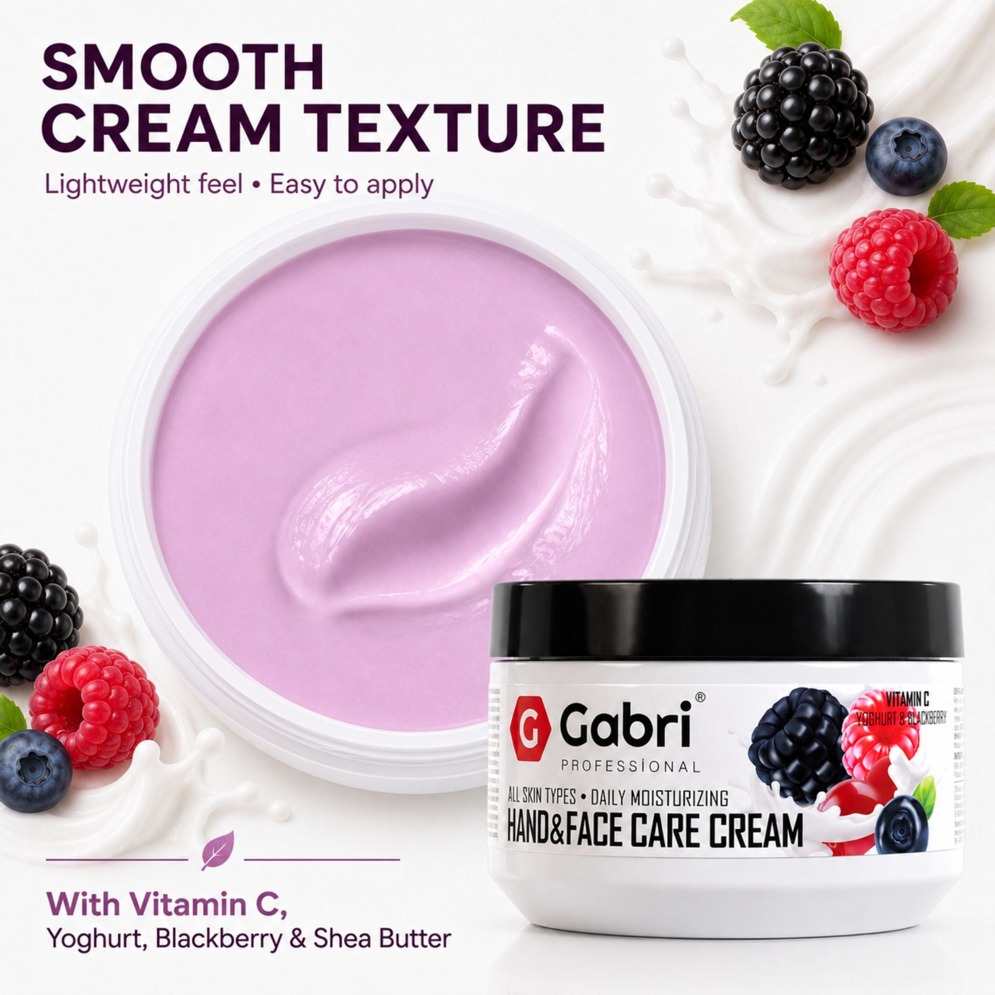 Gabri Professional - Hand & Face Care Cream Yoghurt & Blackberry 300ml