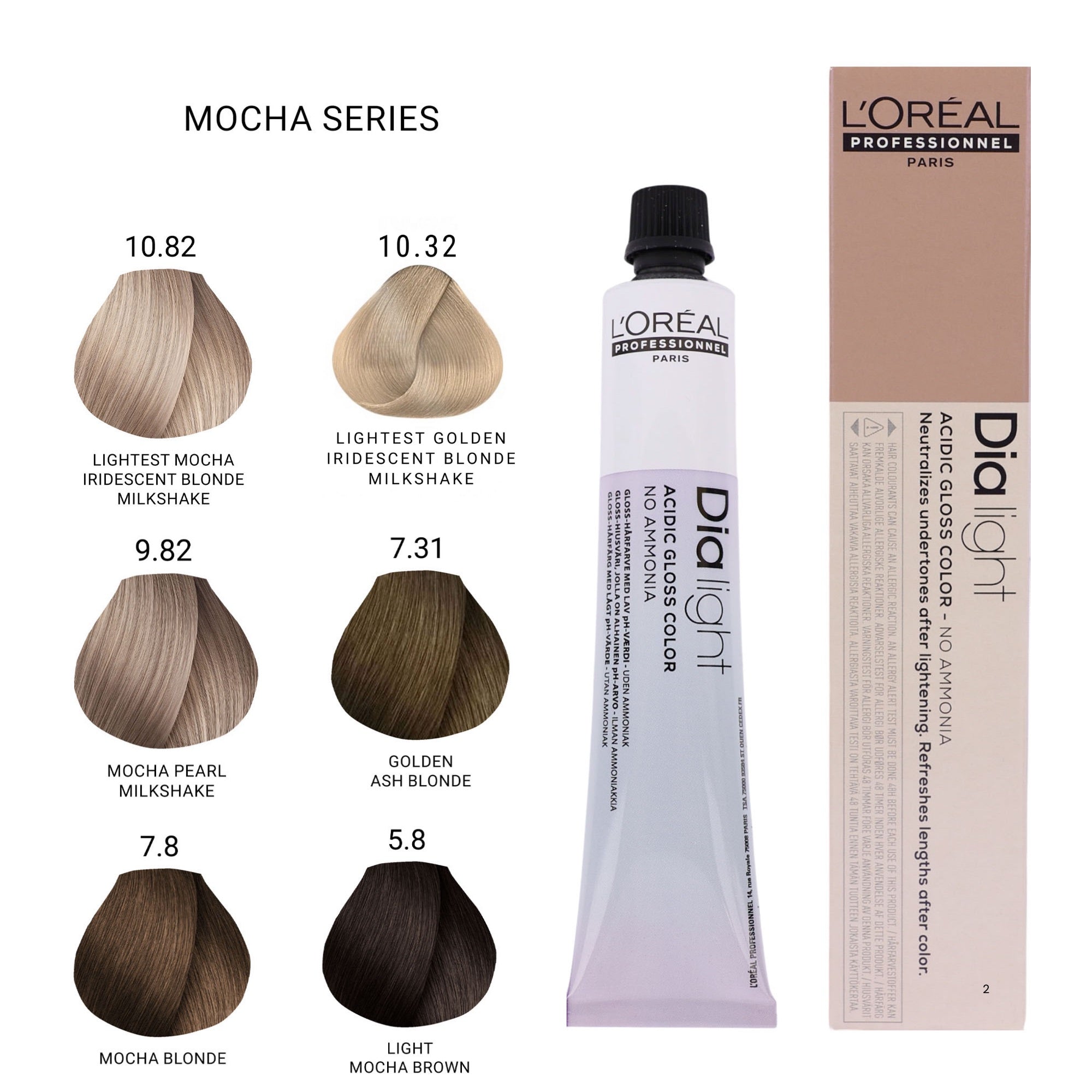 Loreal Professionnel - Dia Light Demi Permanent Acidic Gloss Hair Colour Mocha Series 50ml