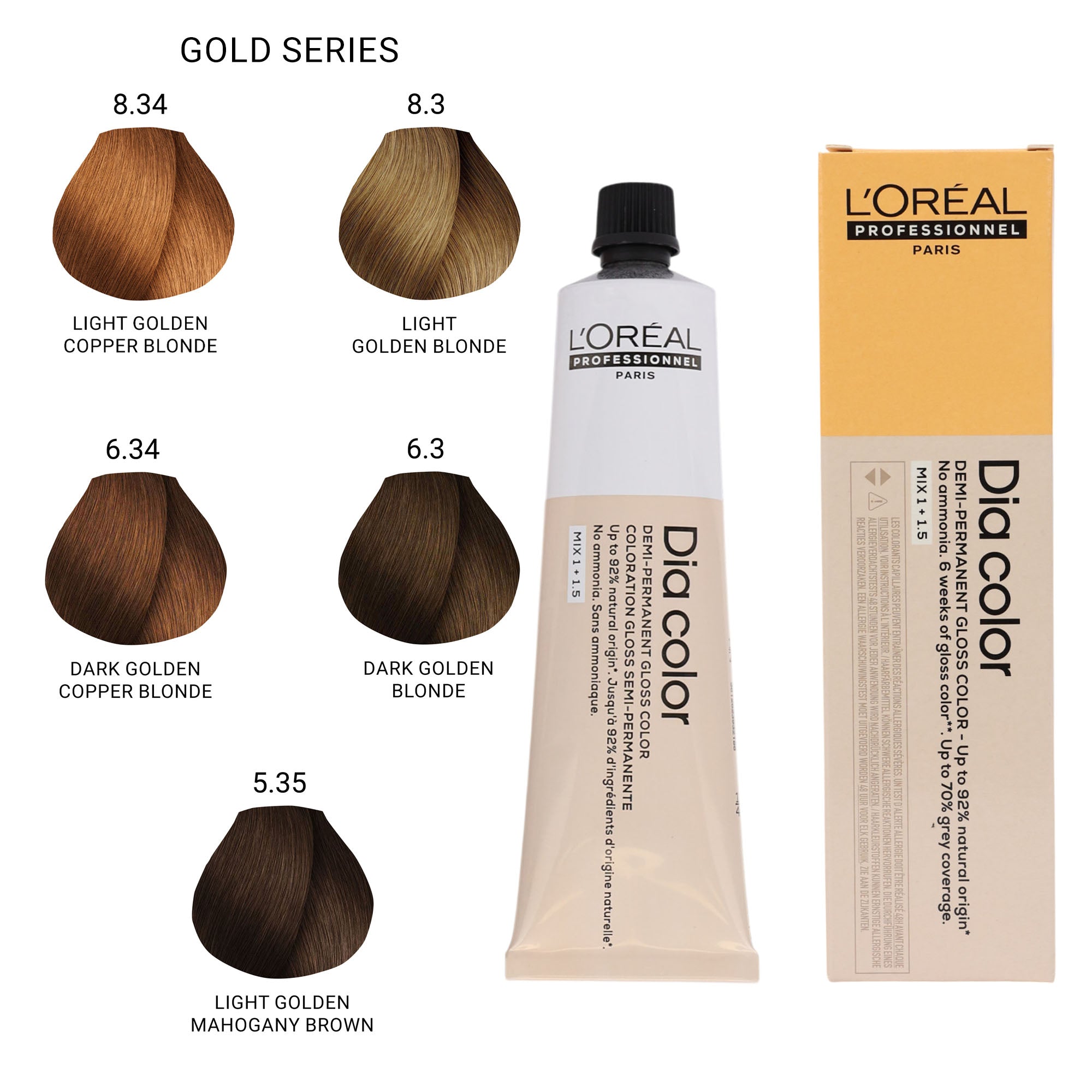 Loreal Professionnel - Dia Color Demi Permanent Gloss Hair Colour Gold Series 60ml