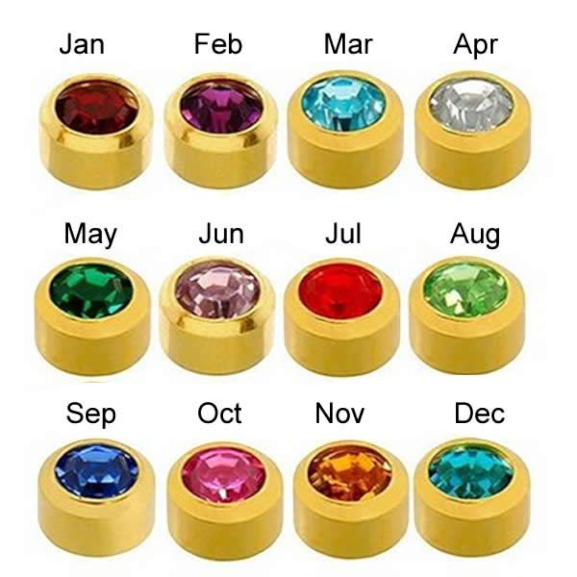 Caflon - Stud Earrings Gold Plated Regular Birthstones 4mm