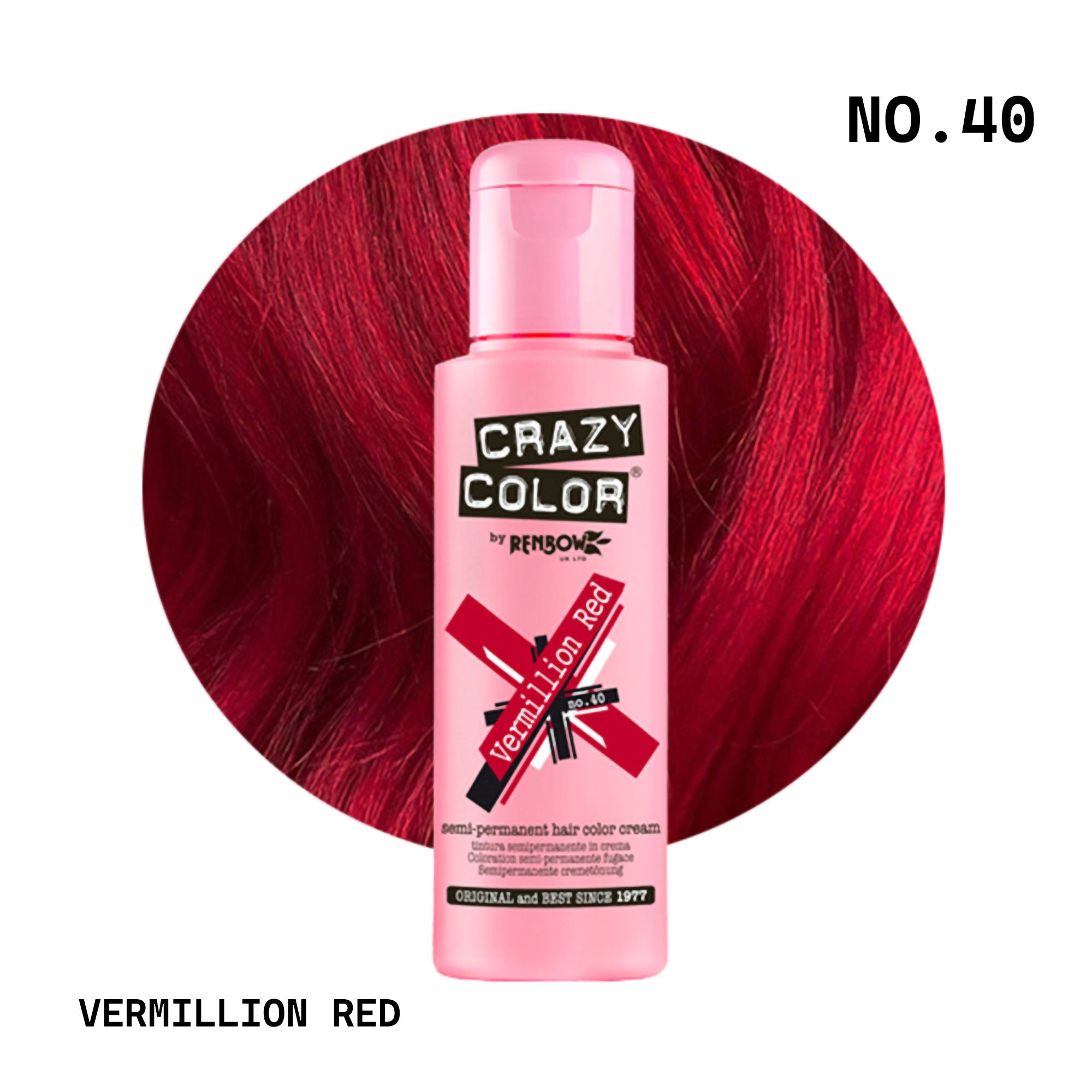 Crazy Color - Semi Permanent Hair Colour Cream Vermillion Red No.40 100ml