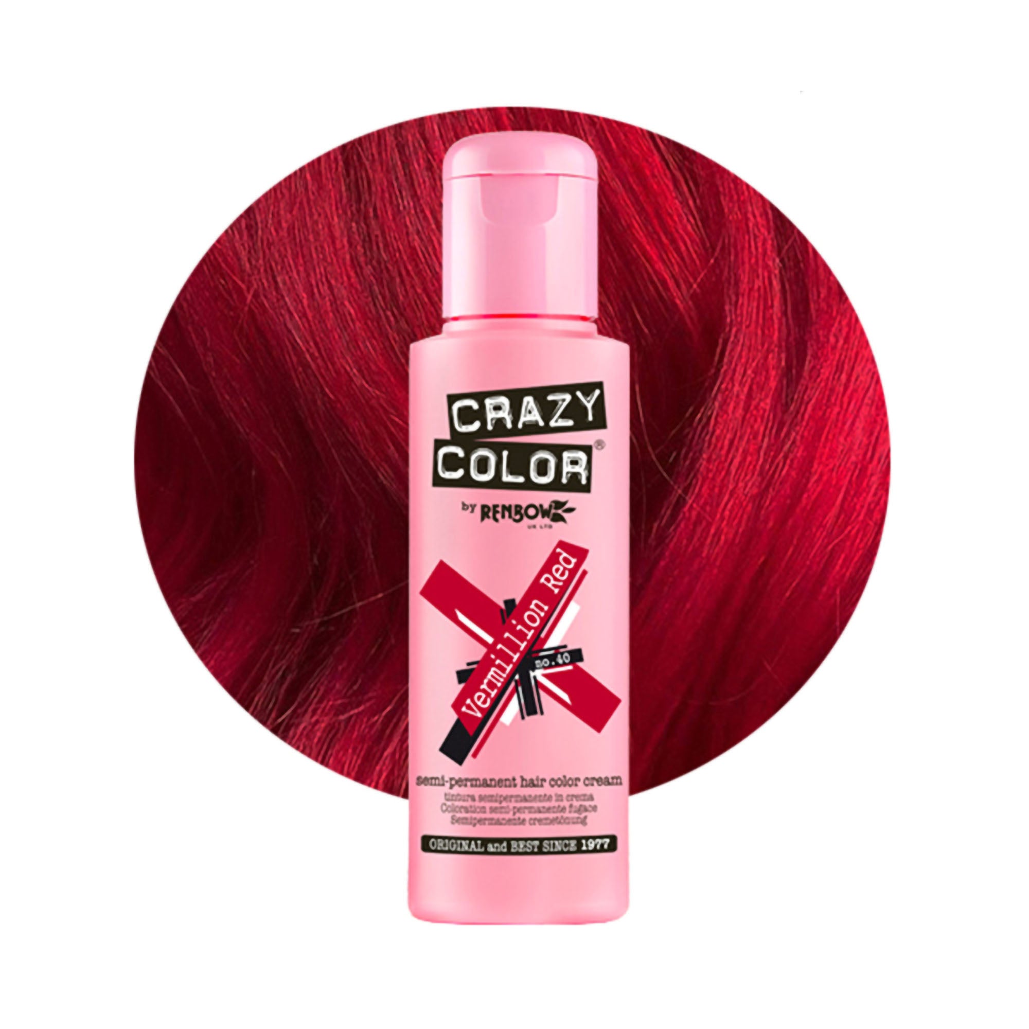 Crazy Color - Semi Permanent Hair Colour Cream Vermillion Red No.40 100ml