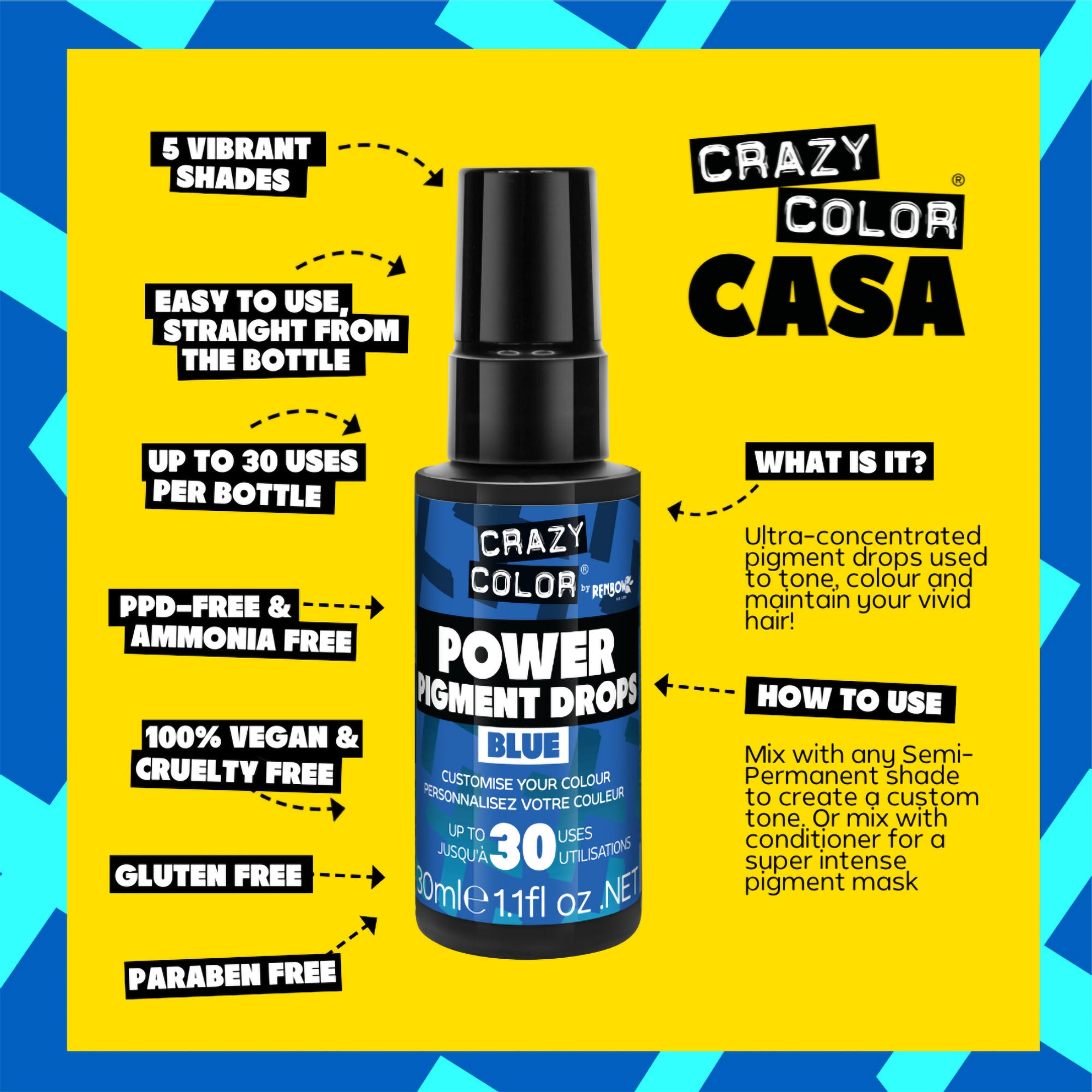 Crazy Color - Power Pigment Drops Blue 30ml