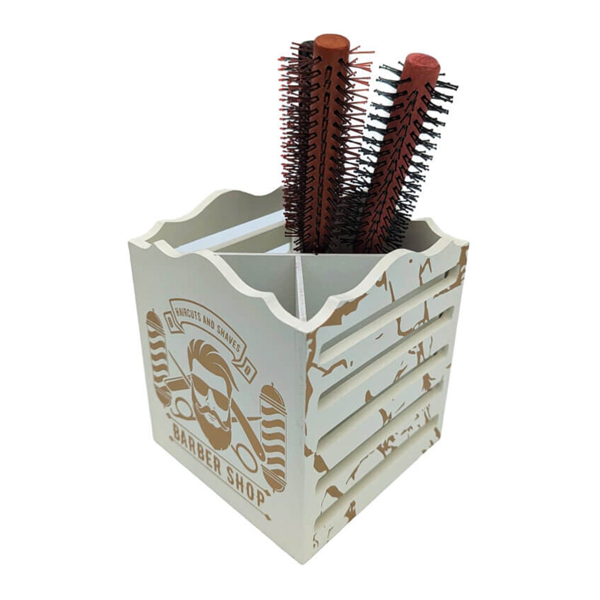 Eson - Scissor & Brush Holder Wooden Storage Box Gold Pole Pattern - Eson Direct