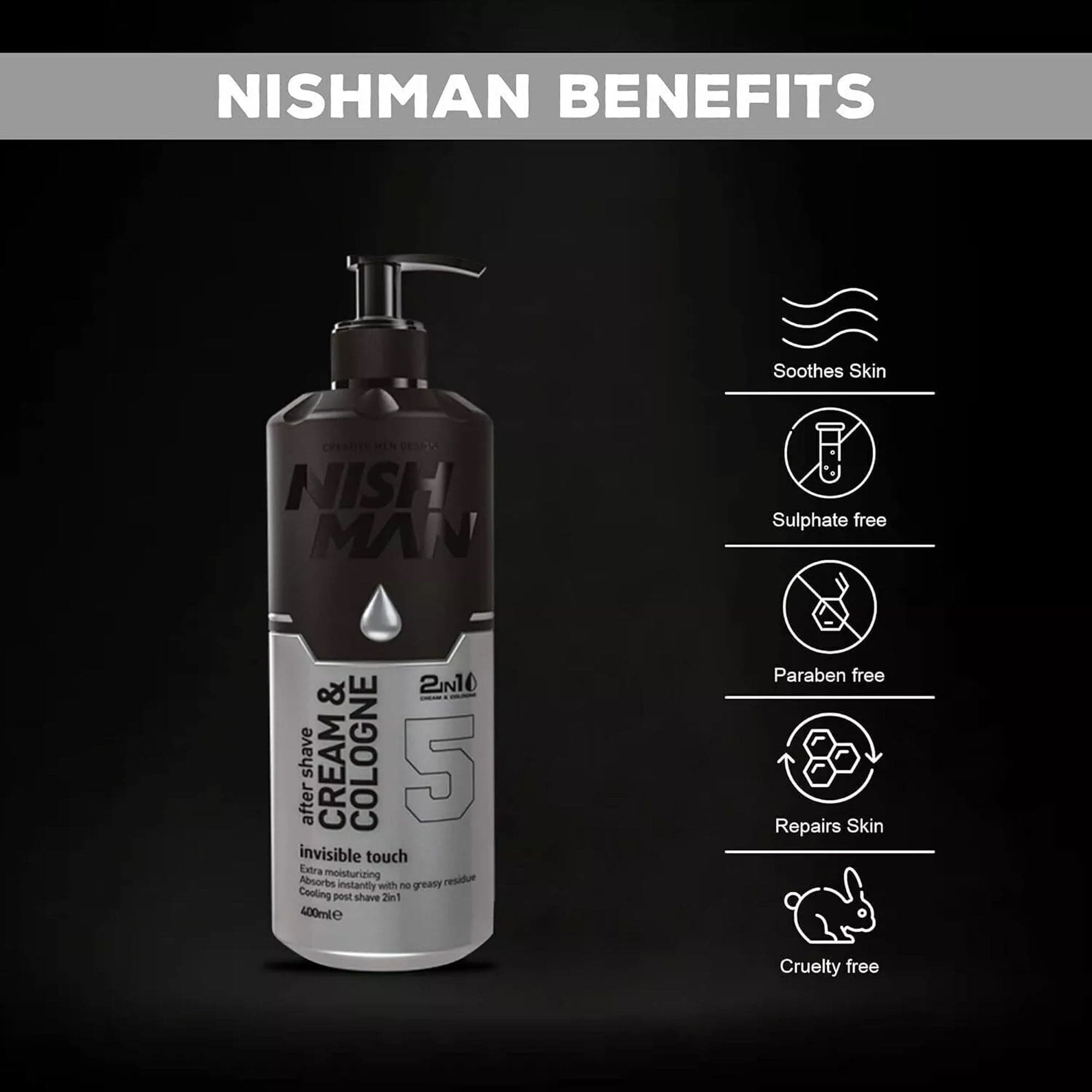 Nishman - After Shave Cream & Cologne 2in1 No.5 Invisible Touch 400ml