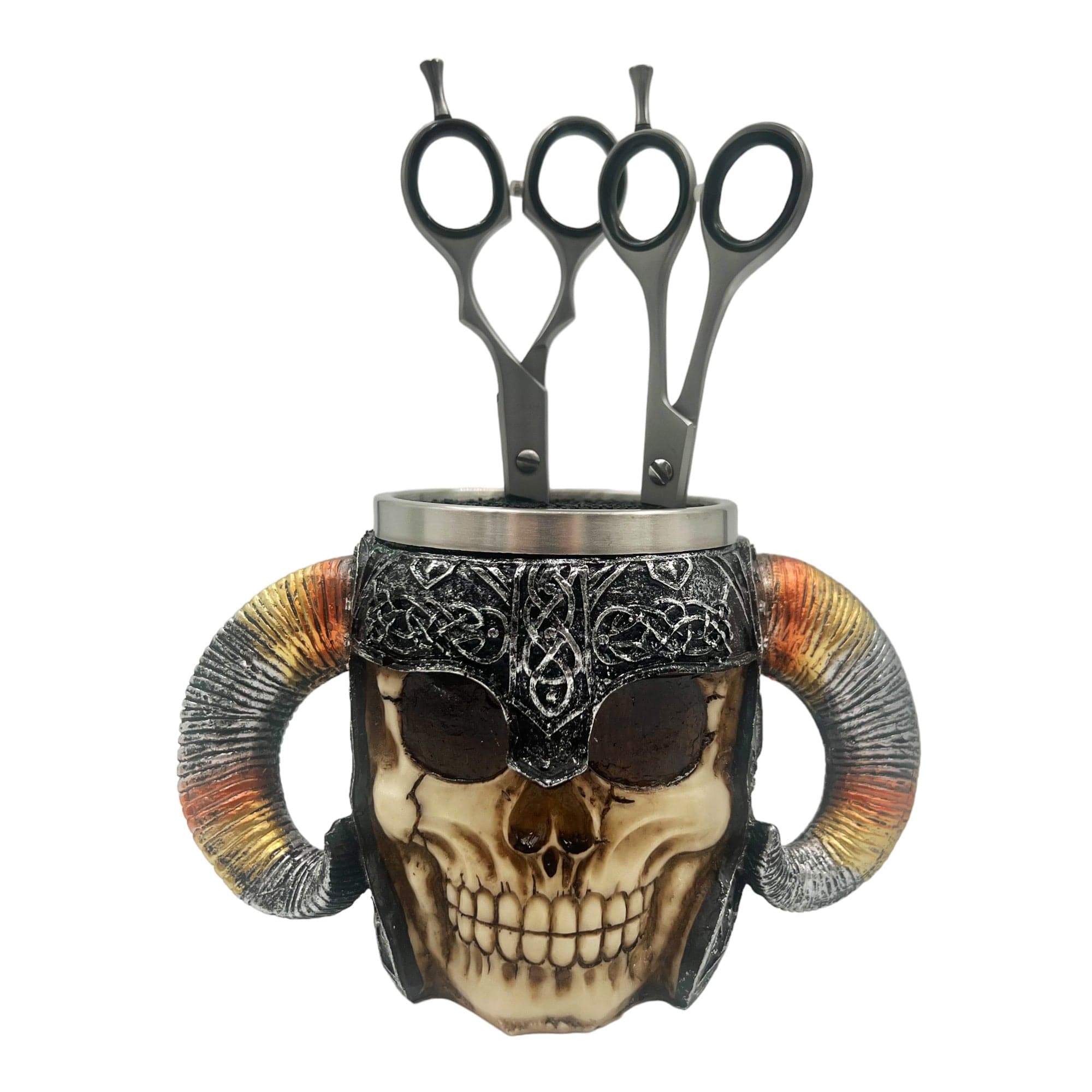 Eson - Scissors Holder Horned Skull With Bristles - Eson Direct