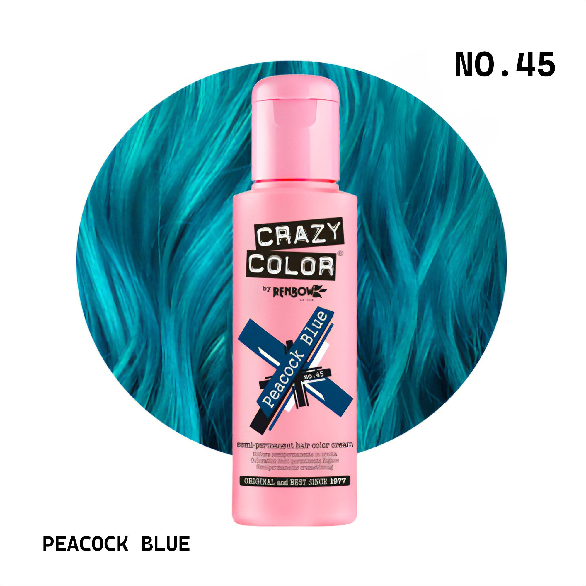 Crazy Color - Semi Permanent Hair Colour Cream Peacock Blue No.45 100ml