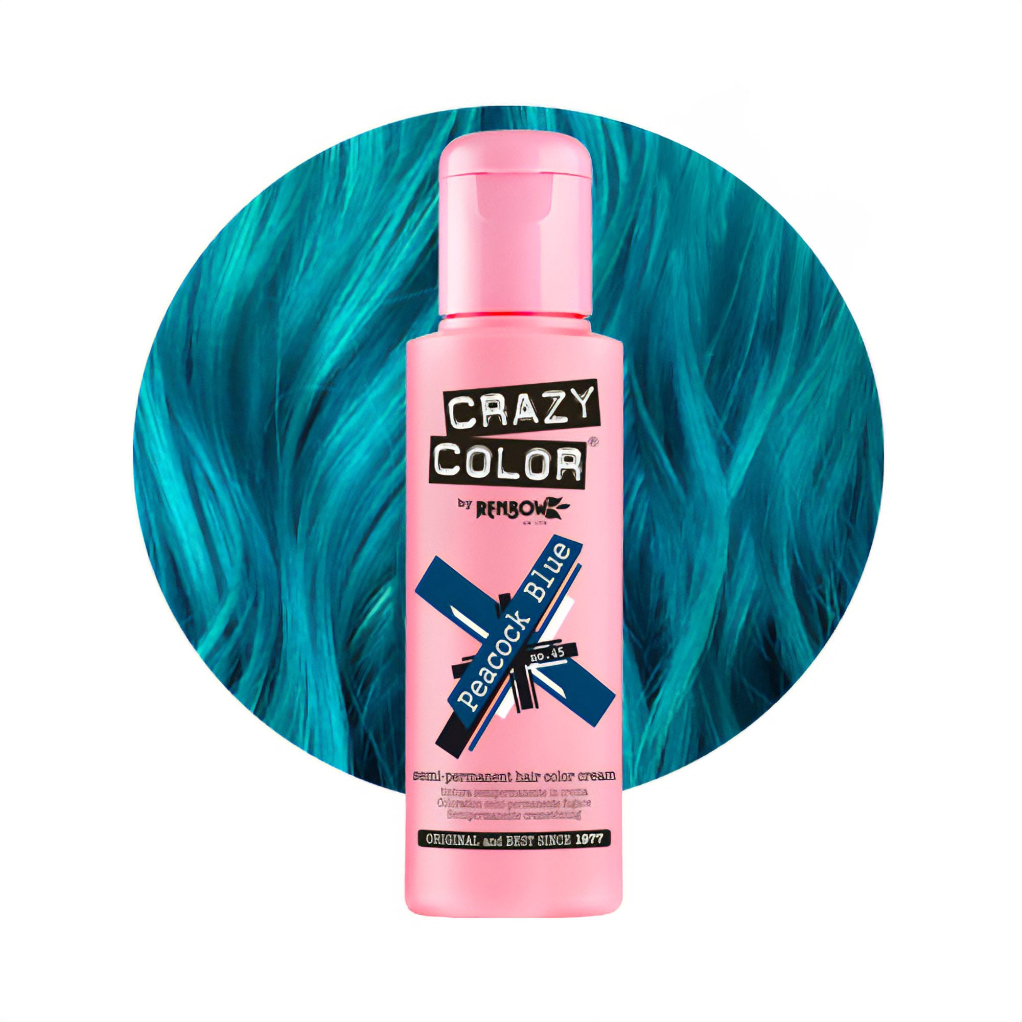 Crazy Color - Semi Permanent Hair Colour Cream Peacock Blue No.45 100ml