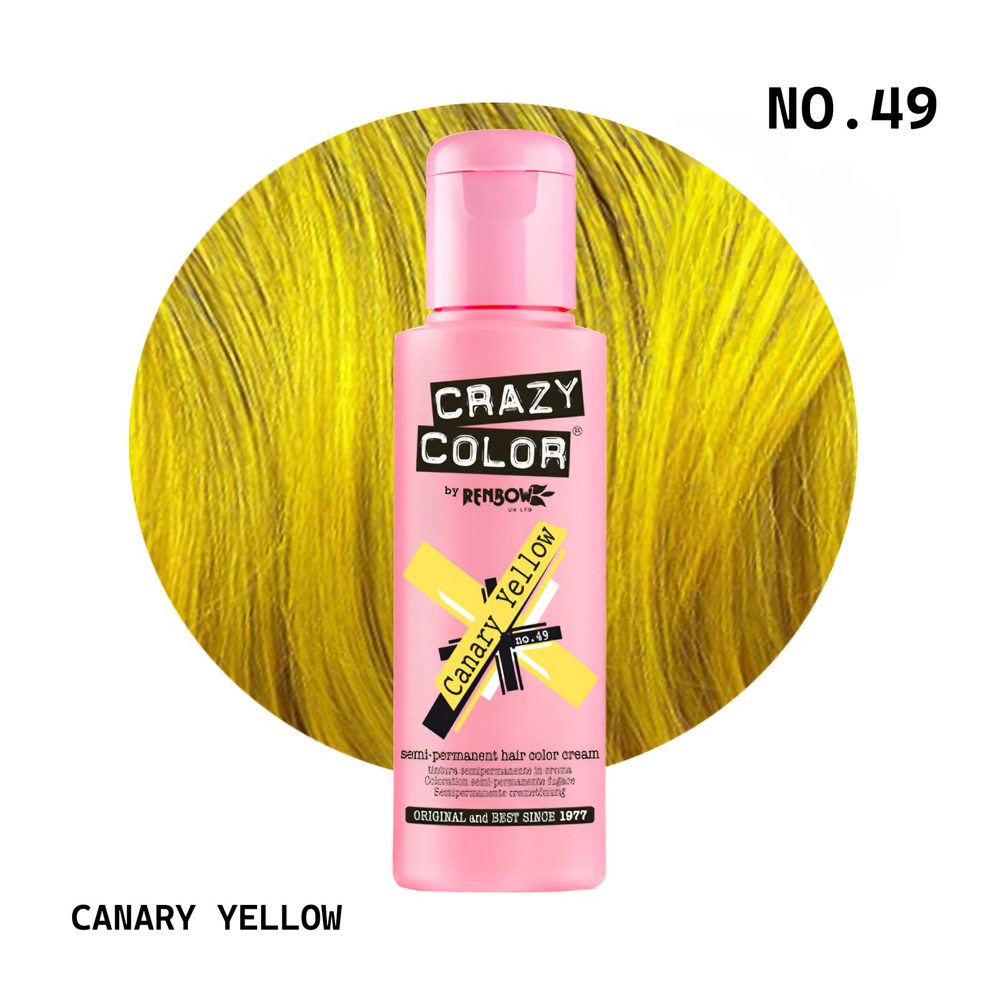 Crazy Color - Semi Permanent Hair Colour Cream Canary Yellow No.49 100ml