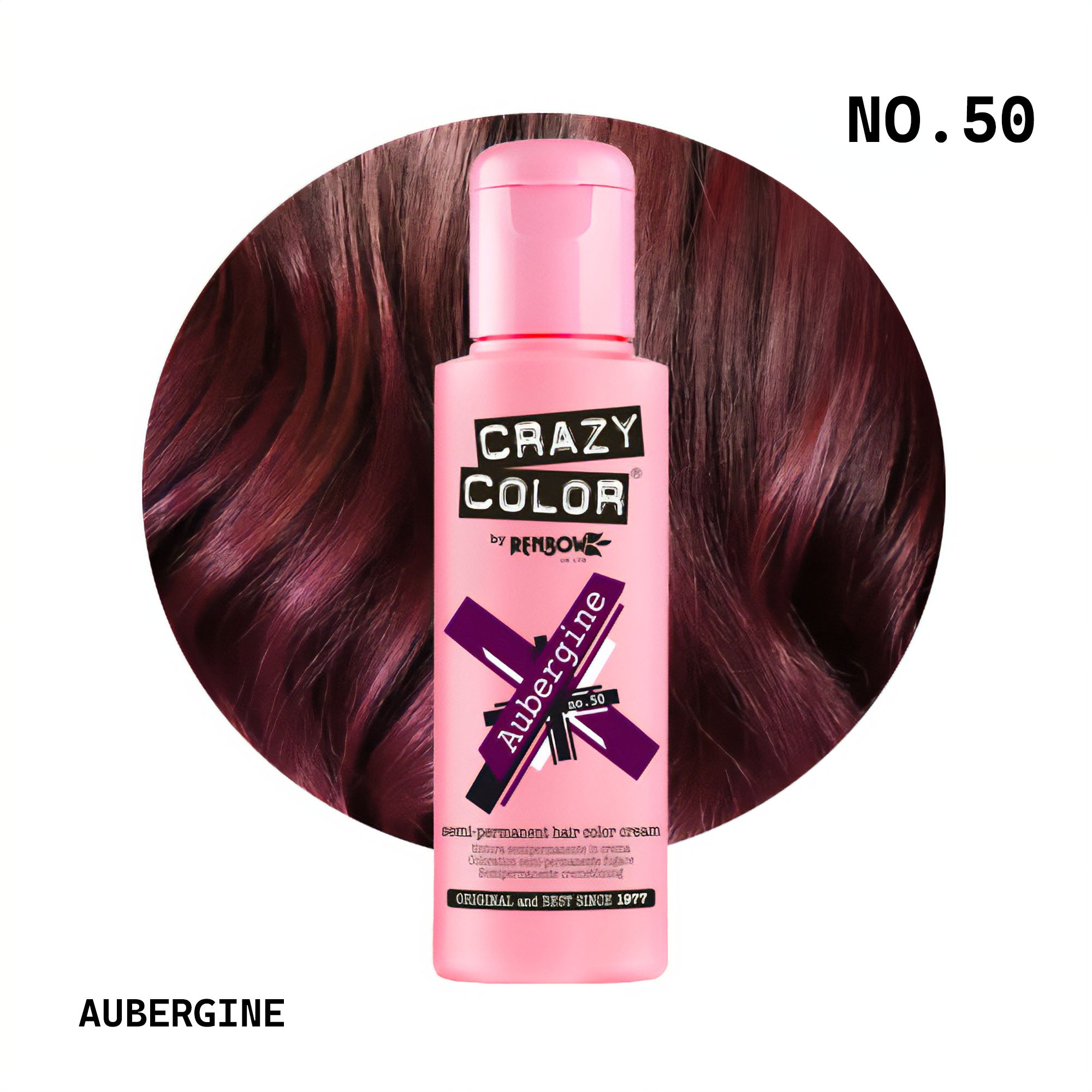 Crazy Color - Semi Permanent Hair Colour Cream Aubergine No.50 100ml