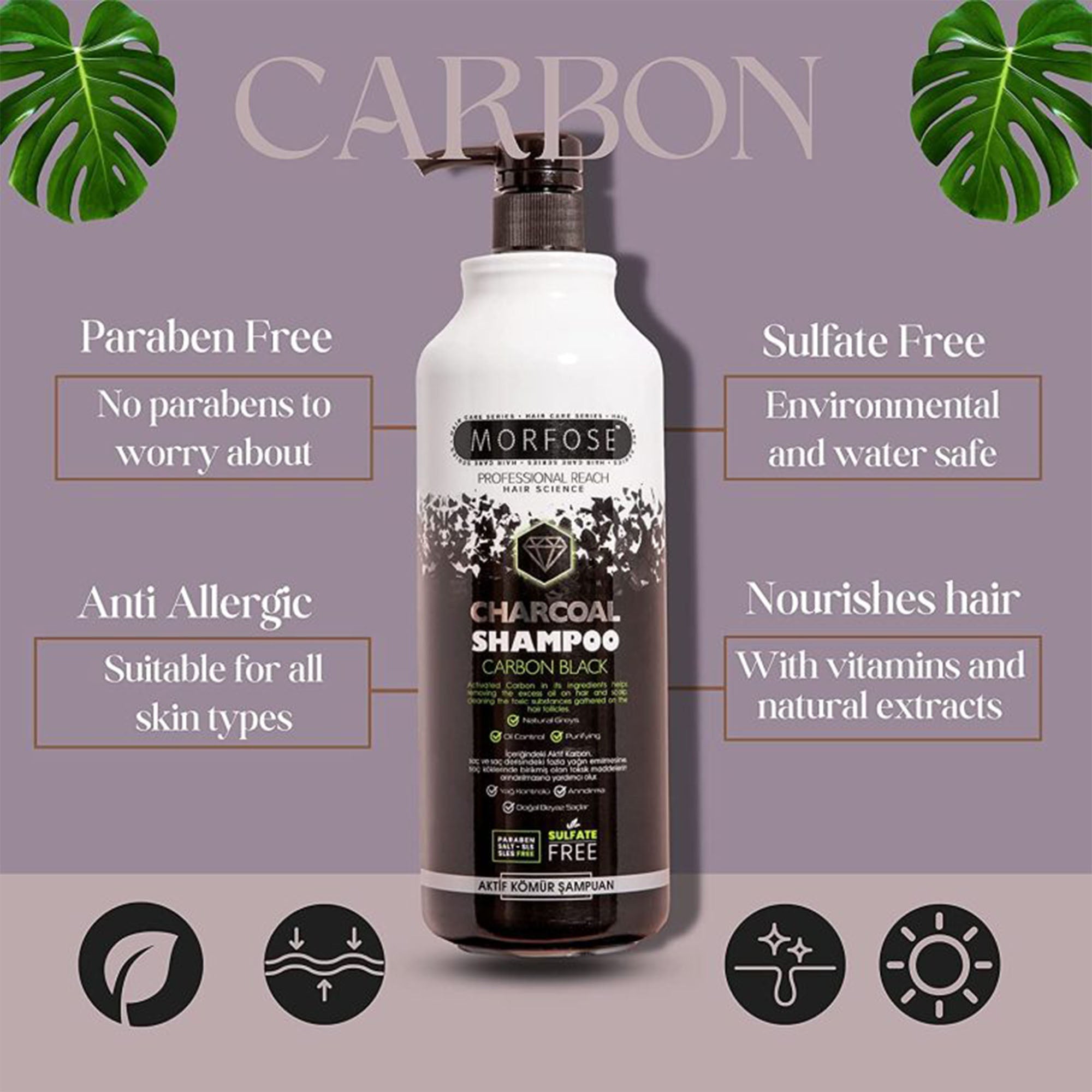 Morfose - Charcoal Shampoo Carbon Black SLS-free 1000ml